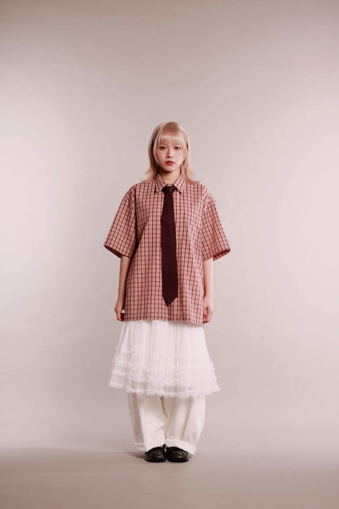 Plaid Loose Shirt (Brown)