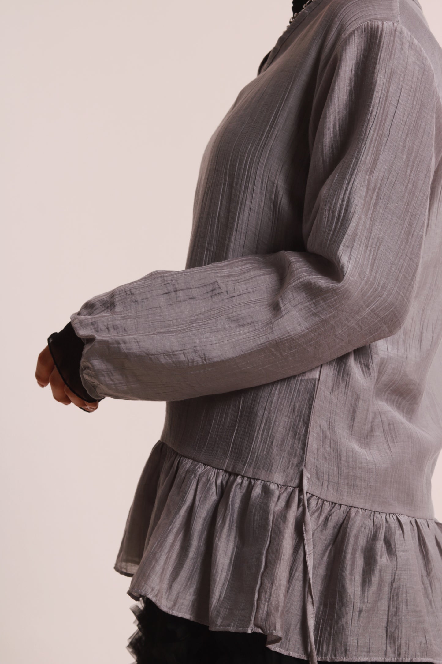 Doll Ruffle Blouse (Grey)