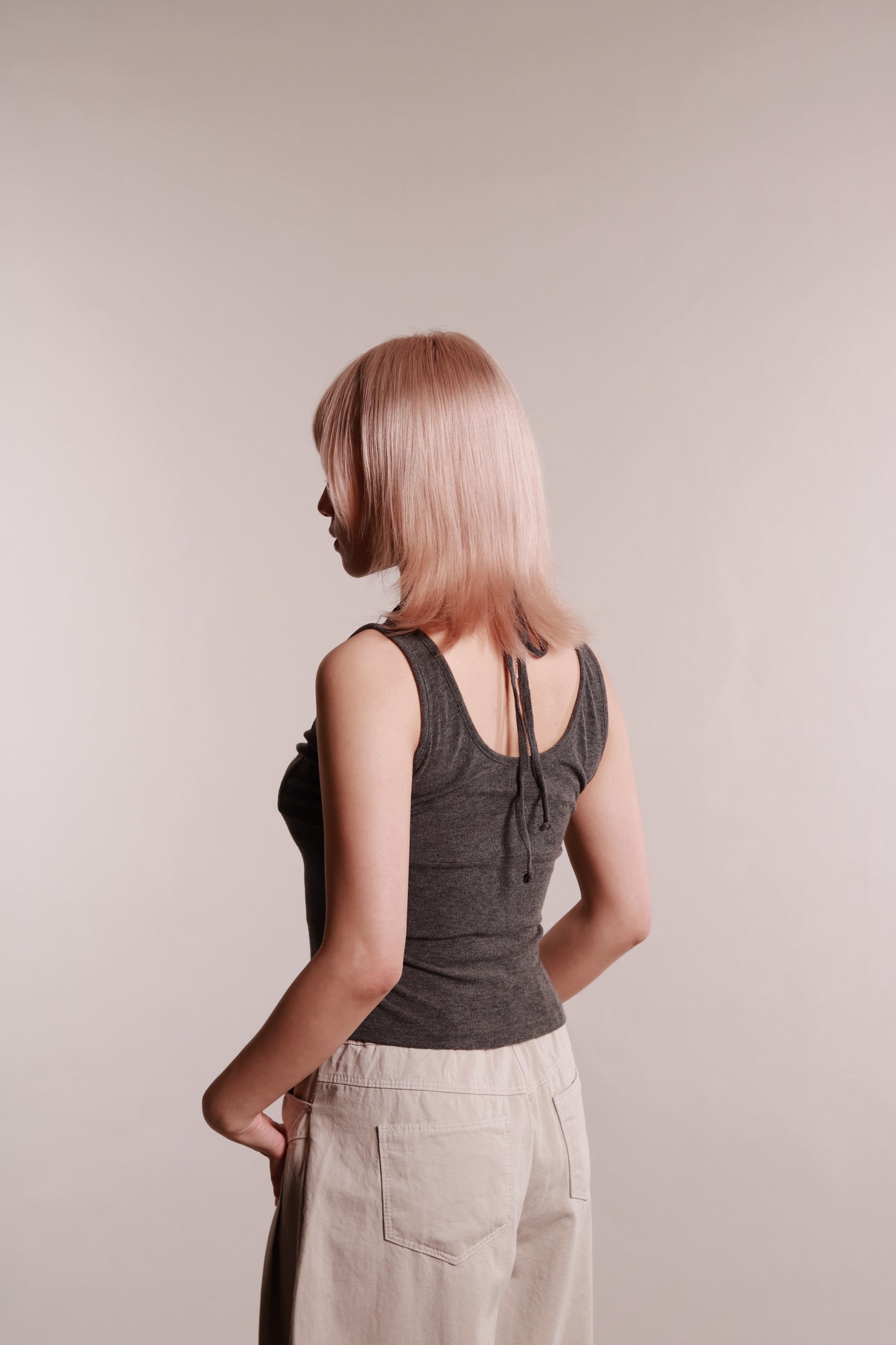 Layered Halter Tank Top (Grey)