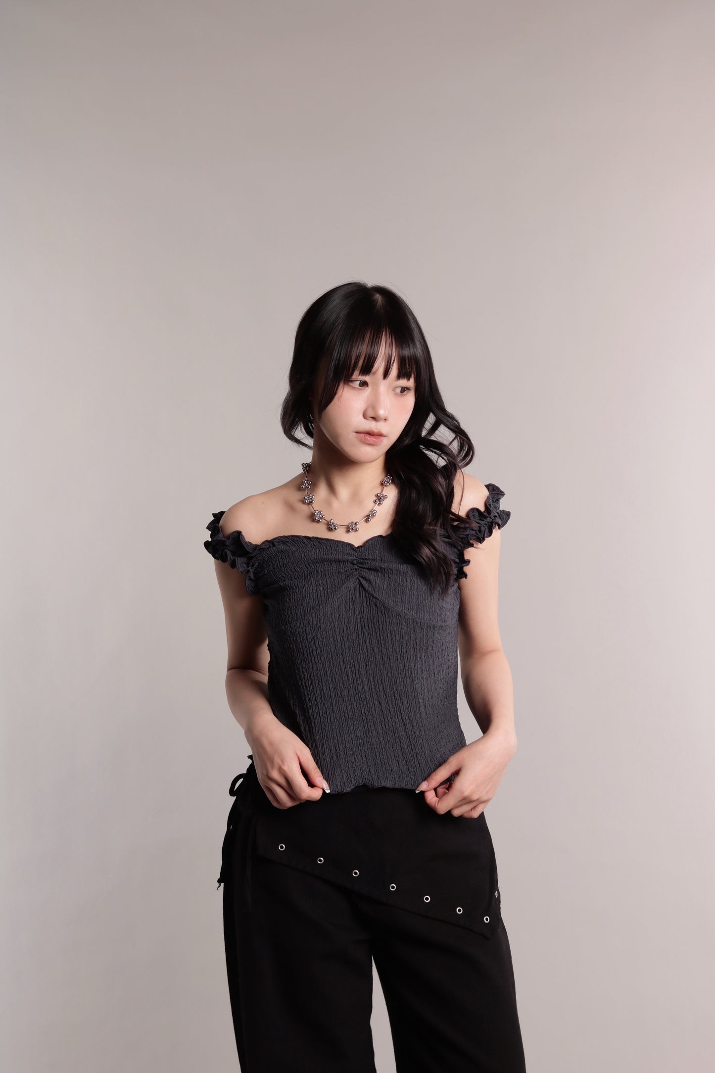Gathered Top (Charcoal)