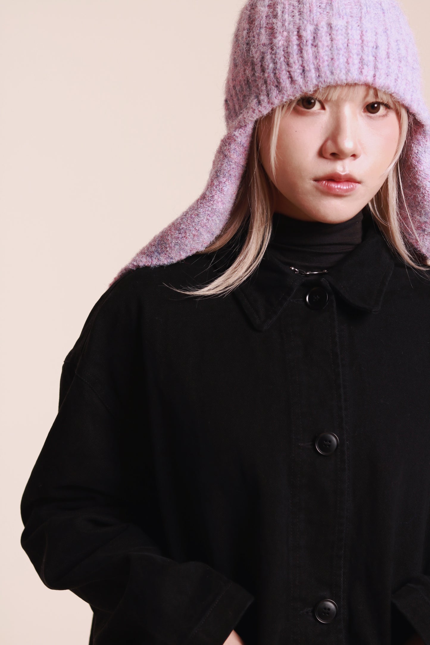 Doll Knit Scarf Flight Cap (Purple)