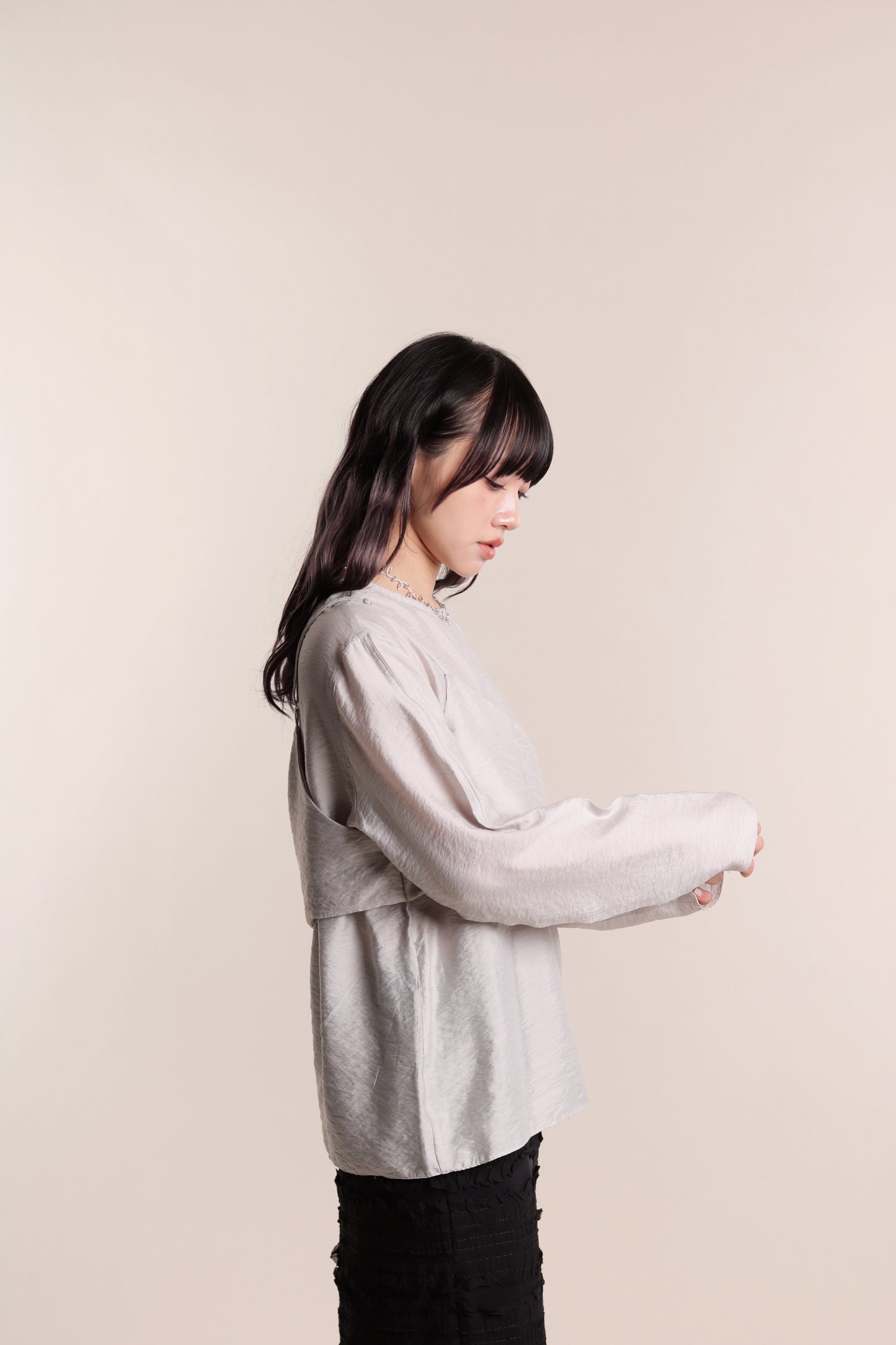 Cami Wrap Blouse (Light Grey)
