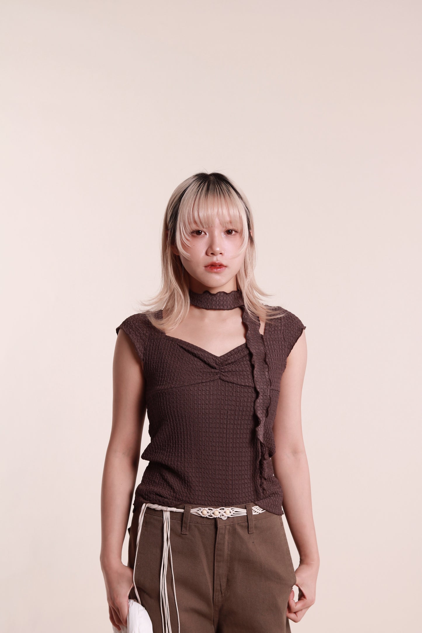 Gathered Tee Set (Brown)