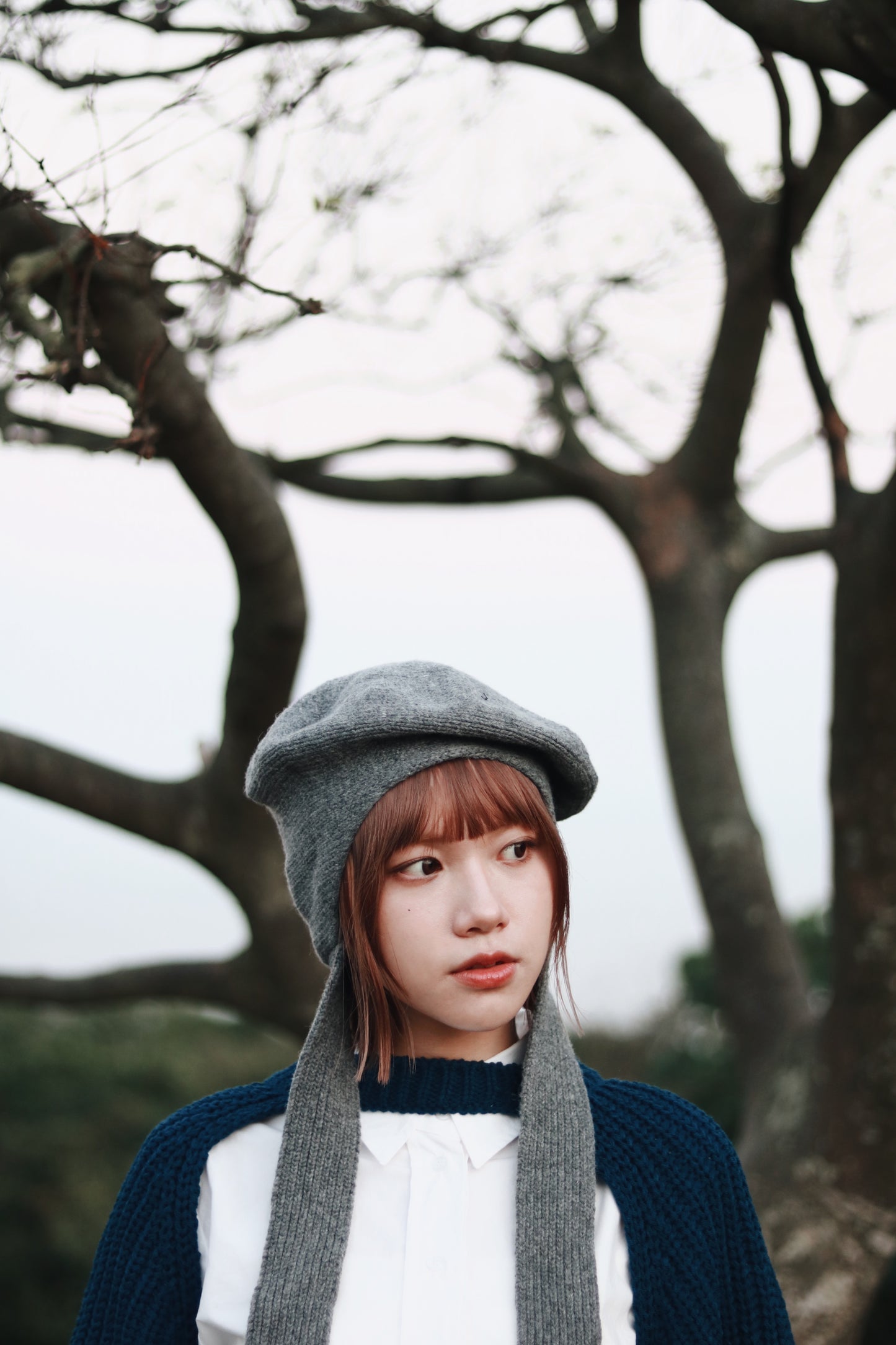 Doll Beret (Black/Grey/Red)