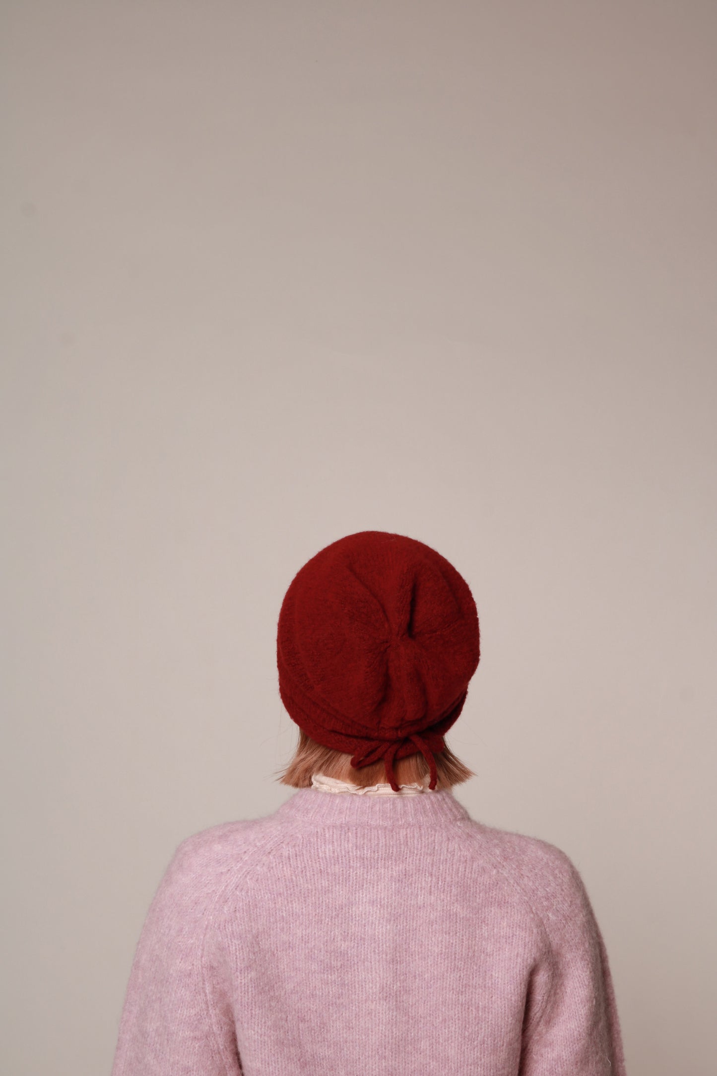 Gathered Ribbon Beanie (Beige/Black/Charcoal/Pink/Red)