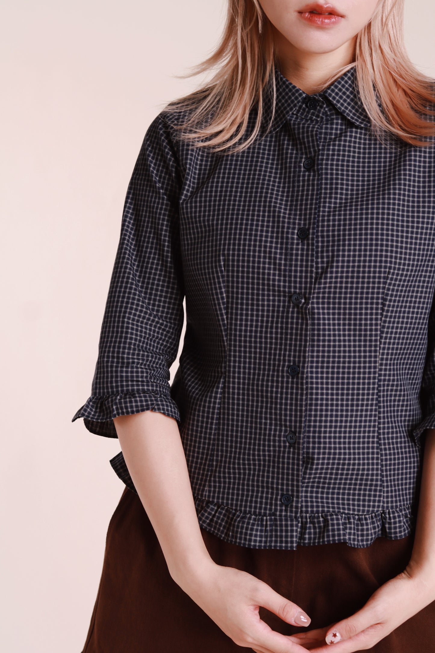 Autumn Ruffle Shirt (Navy)
