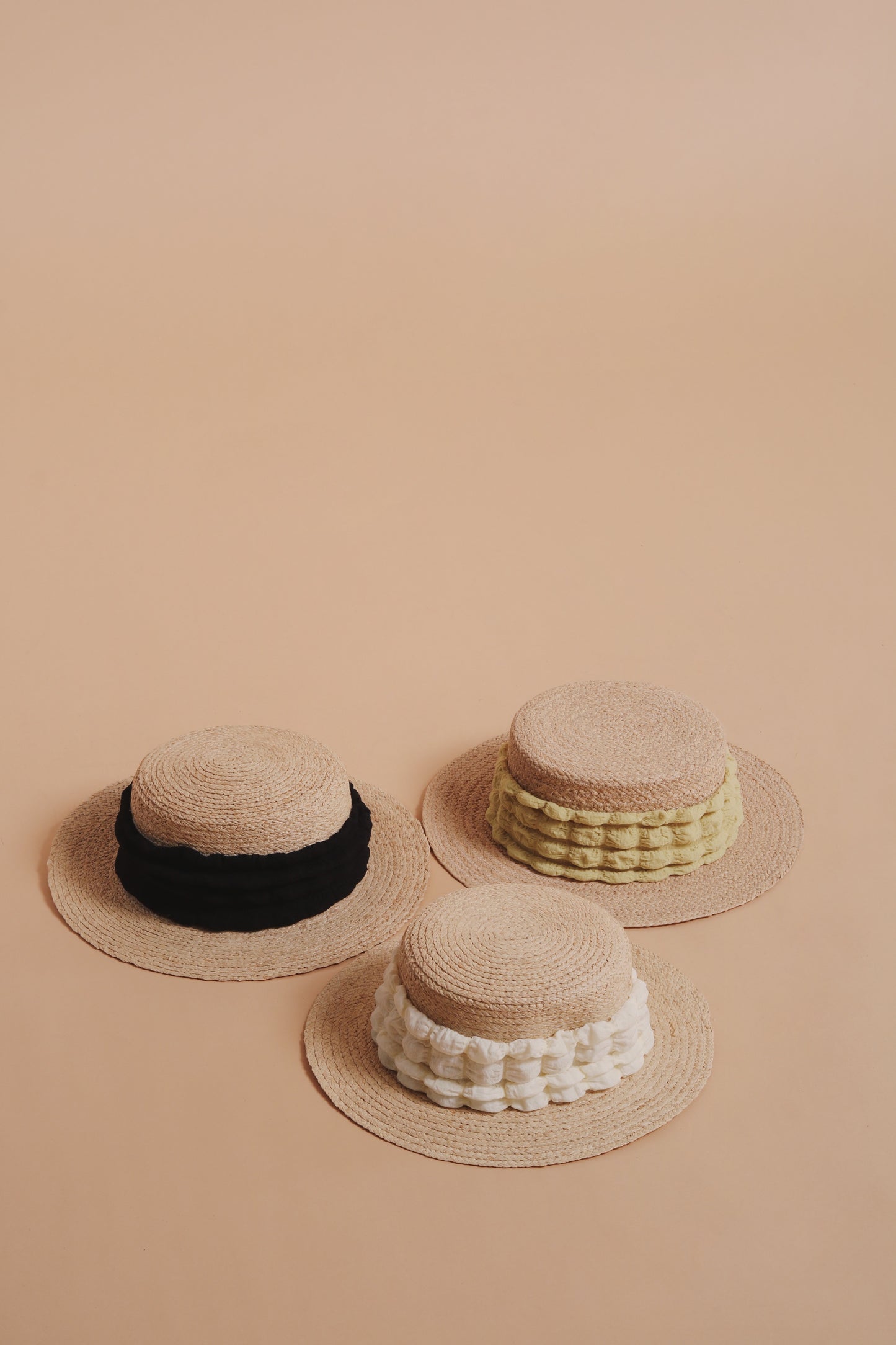 Bubble Straw Hat (Black/Ivory/Mustard)