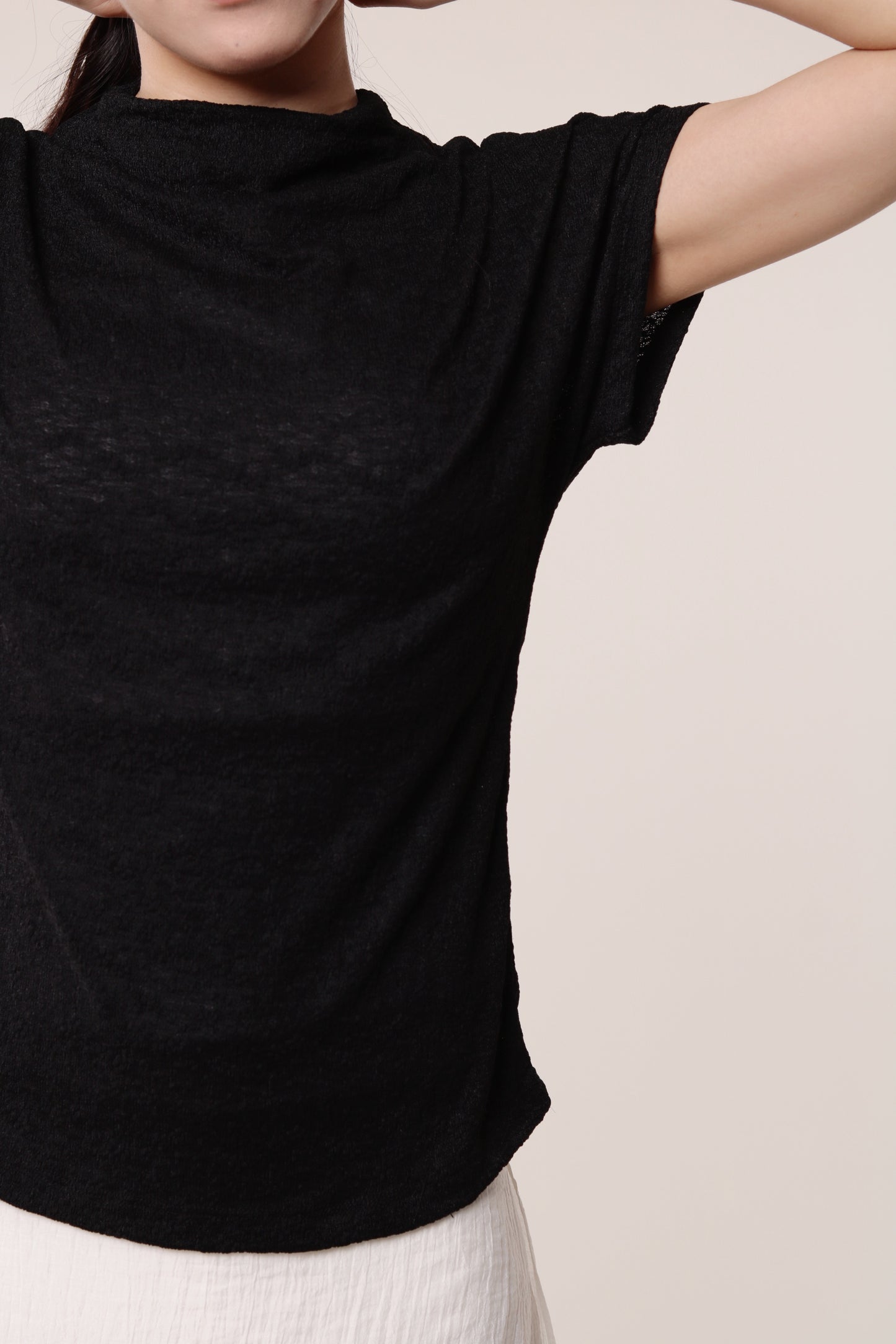 Mesh Mock Neck Top (Black)
