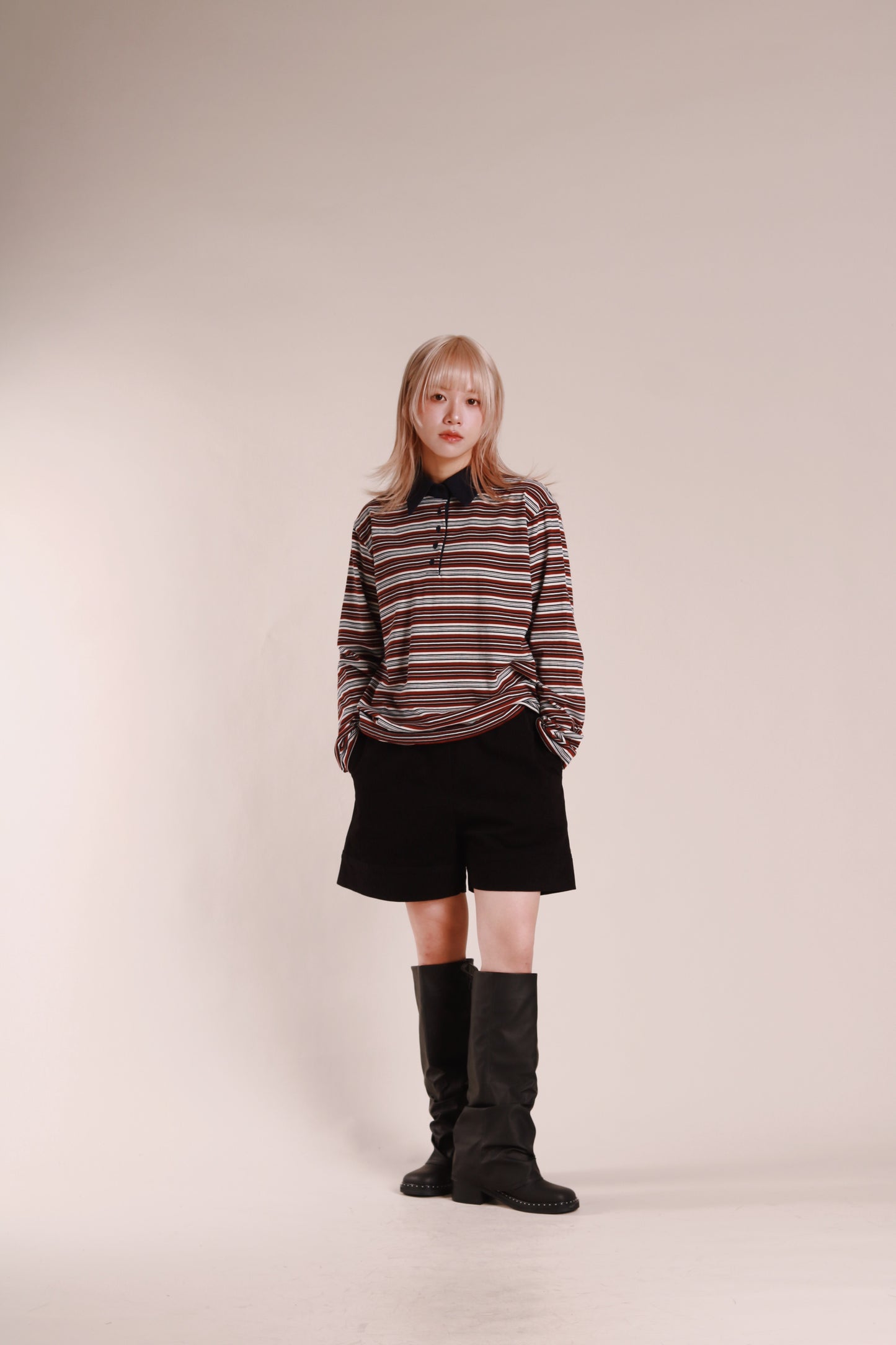 Striped Polo Top (Wine)