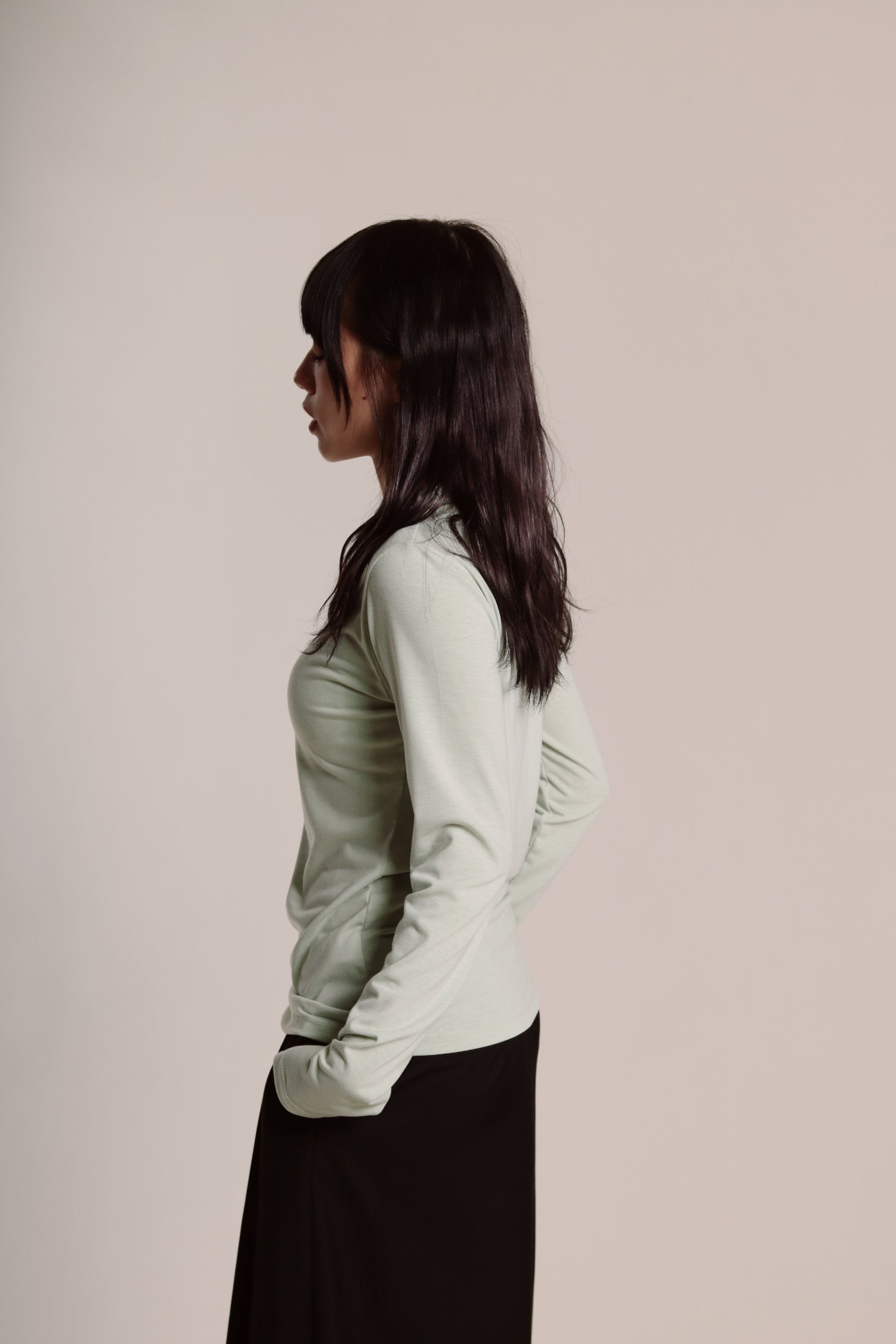 Soft Gathered Neck Top (Matcha)