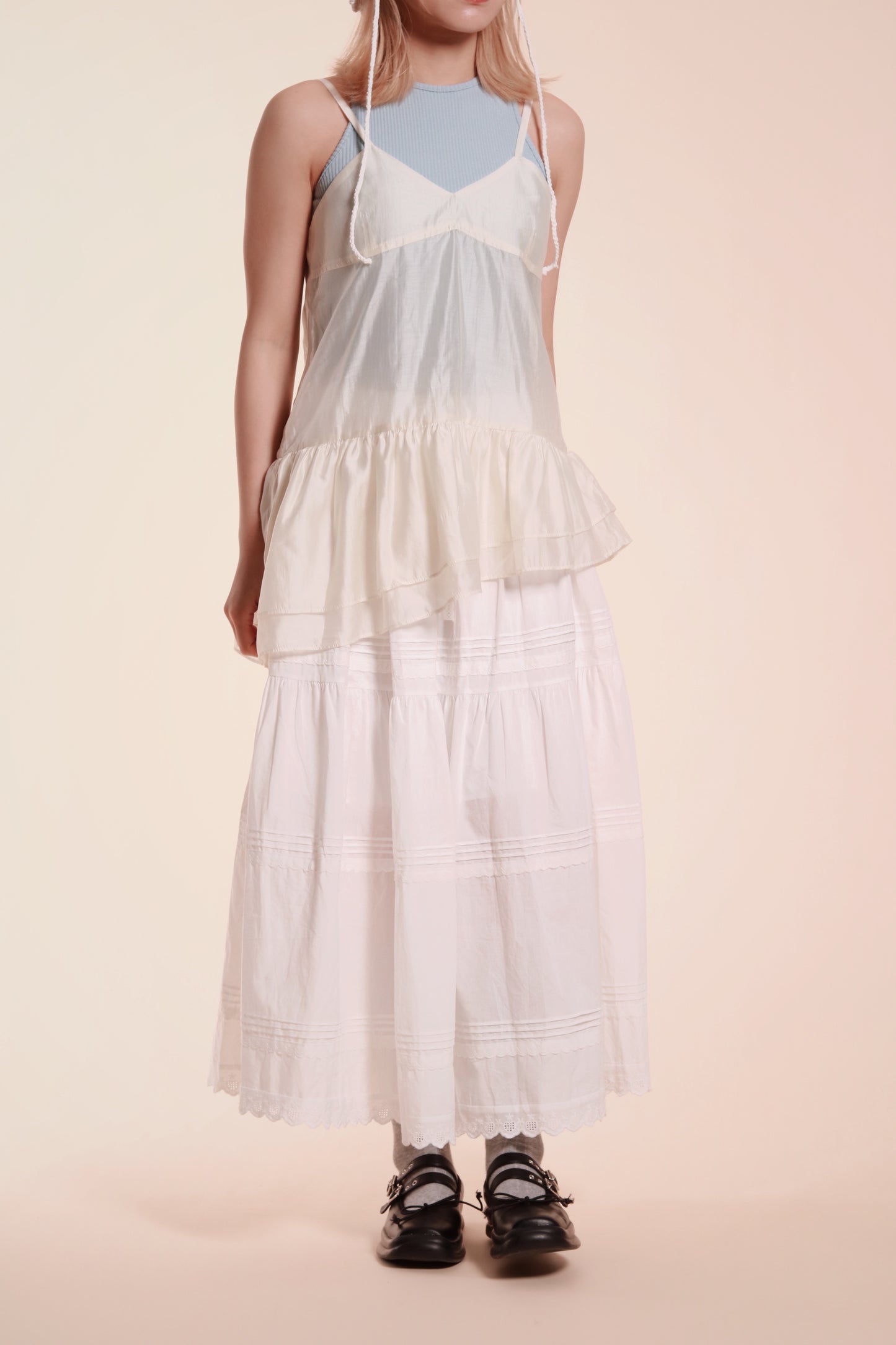 Ruffle Sleeveless Top (Ivory)