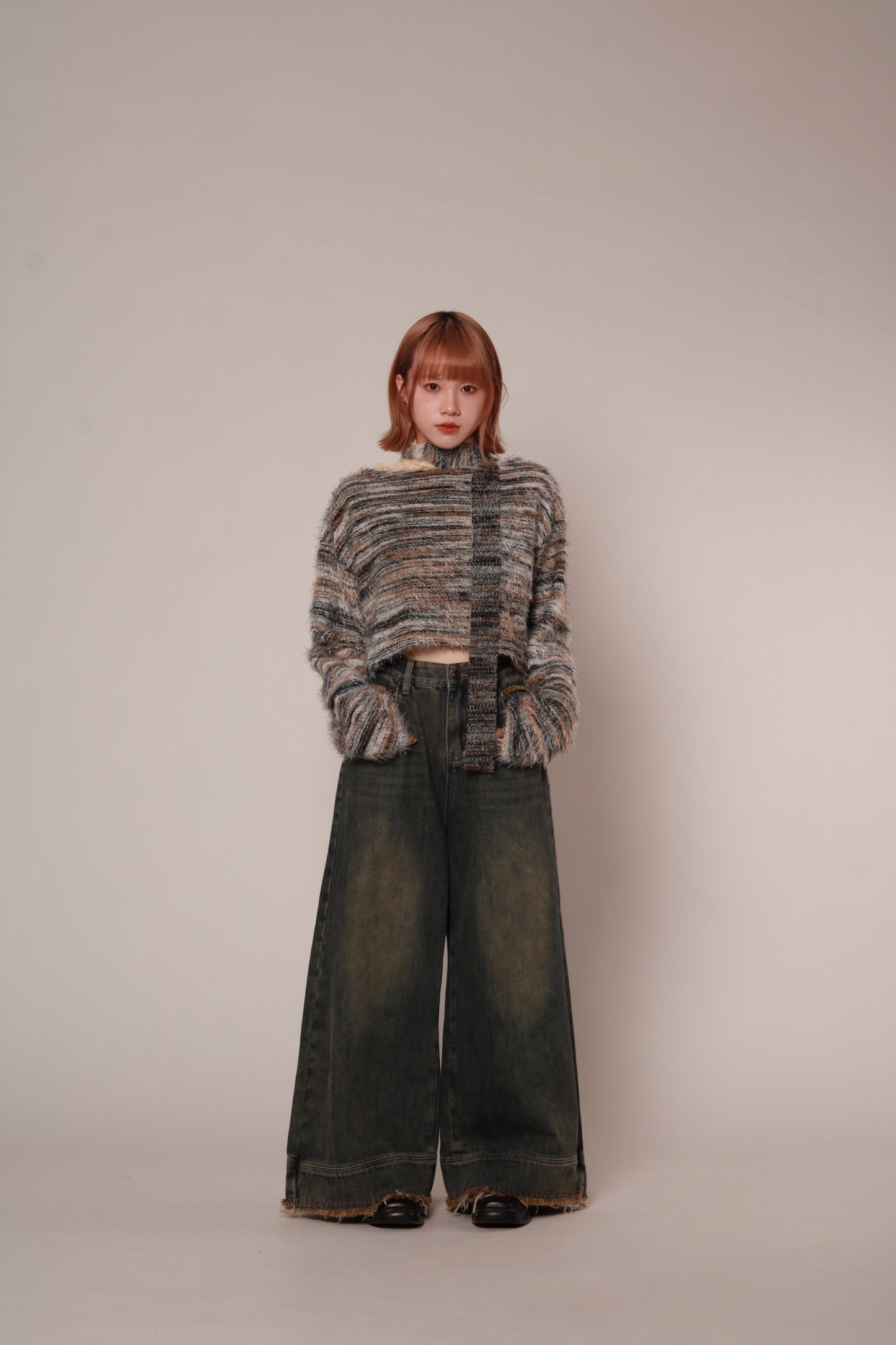 Fluffy Rainbow Sweater (Green)