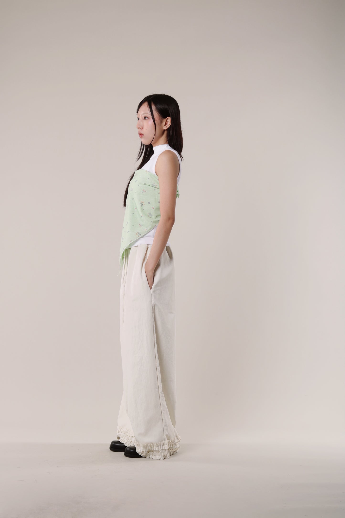 Double Ruffle Pants (Ivory)