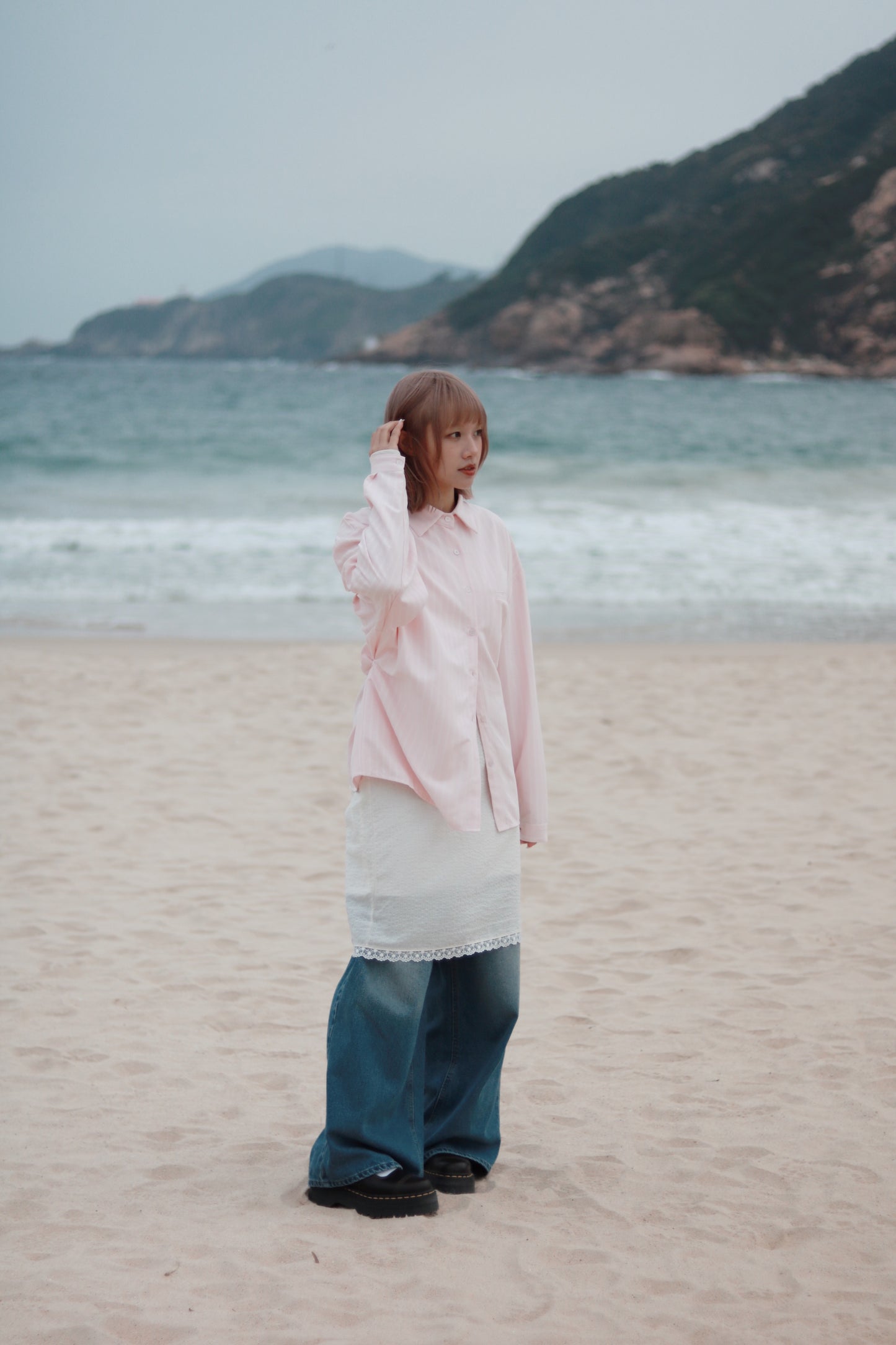 Relaxed Belt Shirt (Pink)