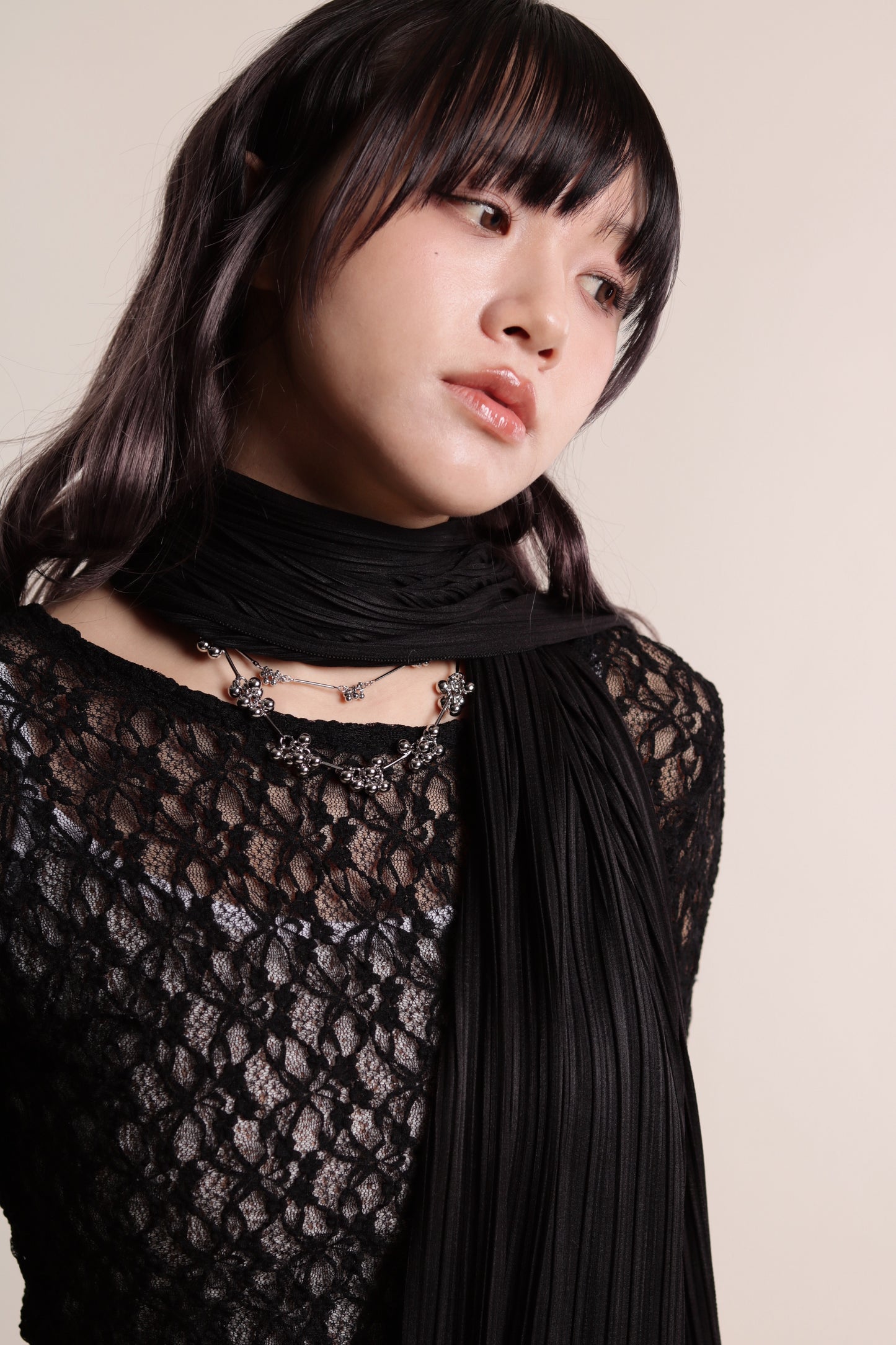 Lace Long Sleeve Top (Black)