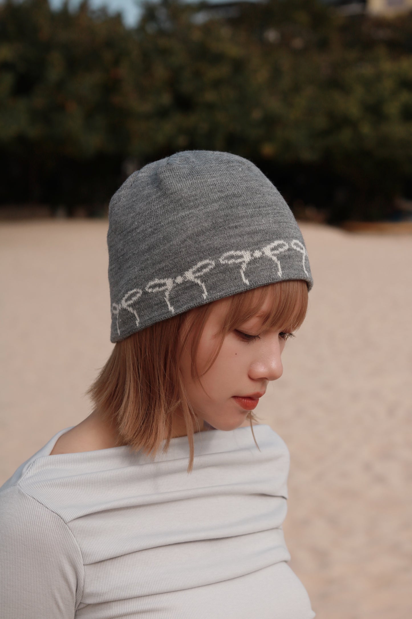 Little Ribbon Beanie (Grey)