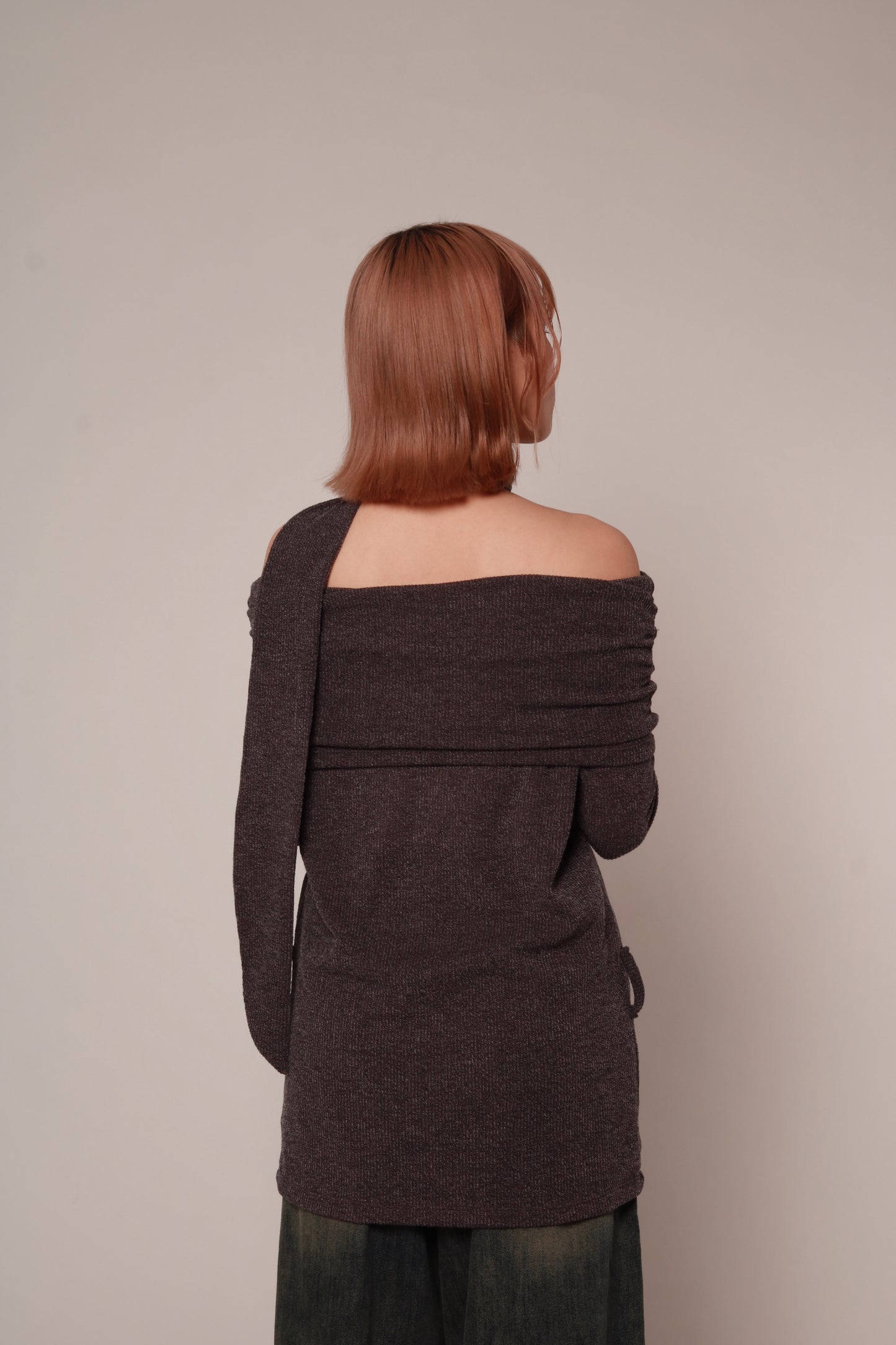 Off Shoulder Knit Top (Charcoal)