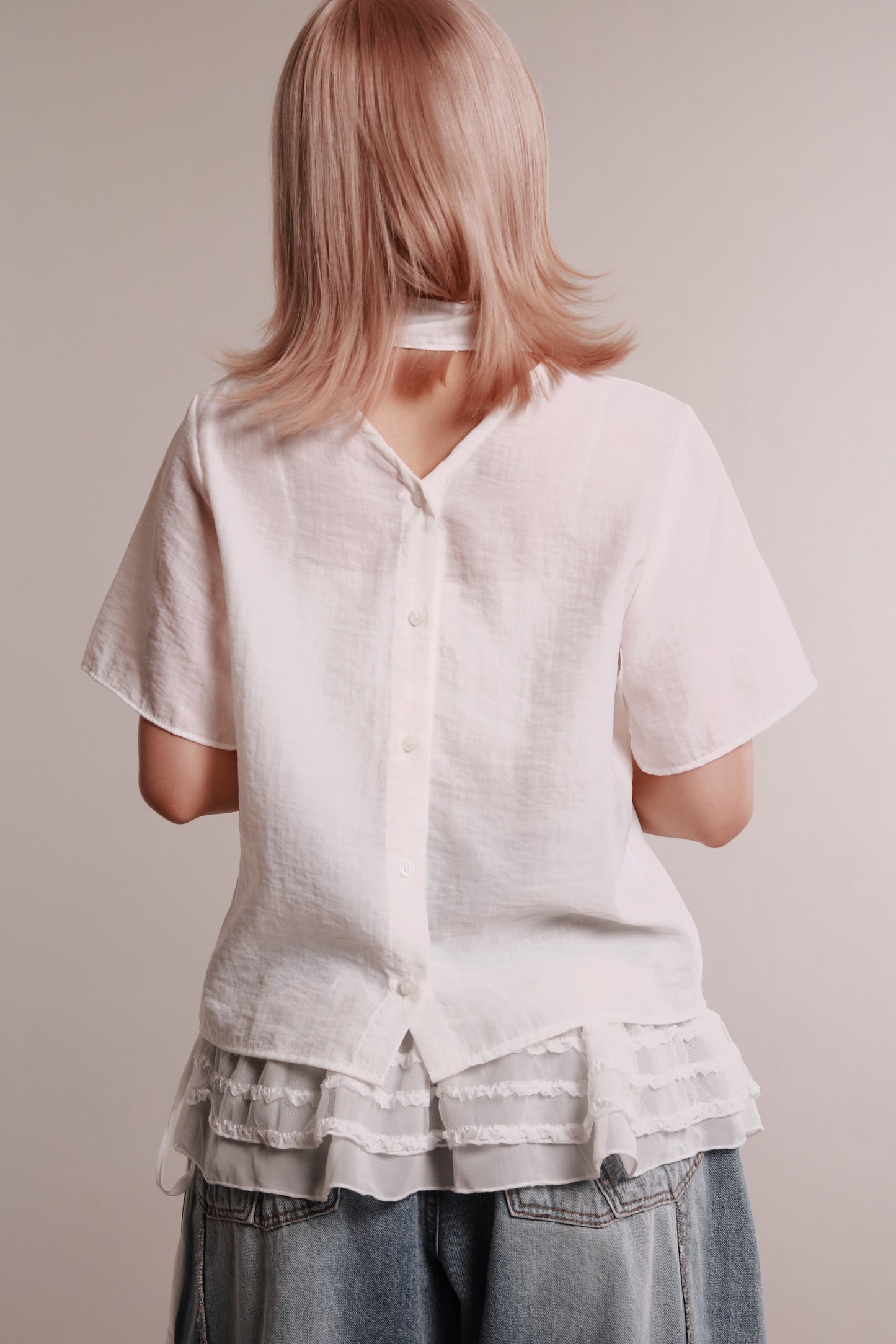 See Through Tie Top (White)