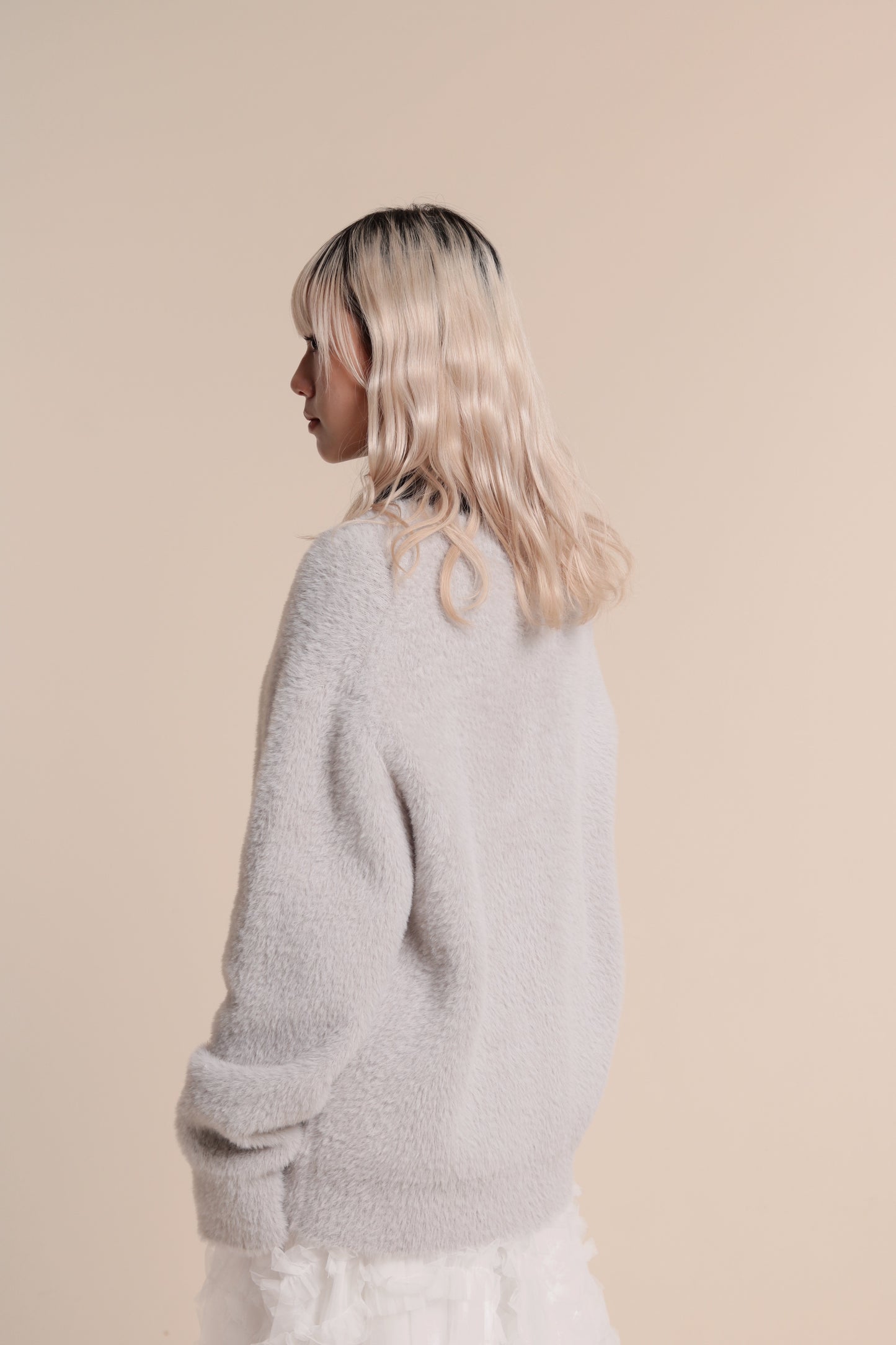 Fluffy Cardigan (Light Grey)