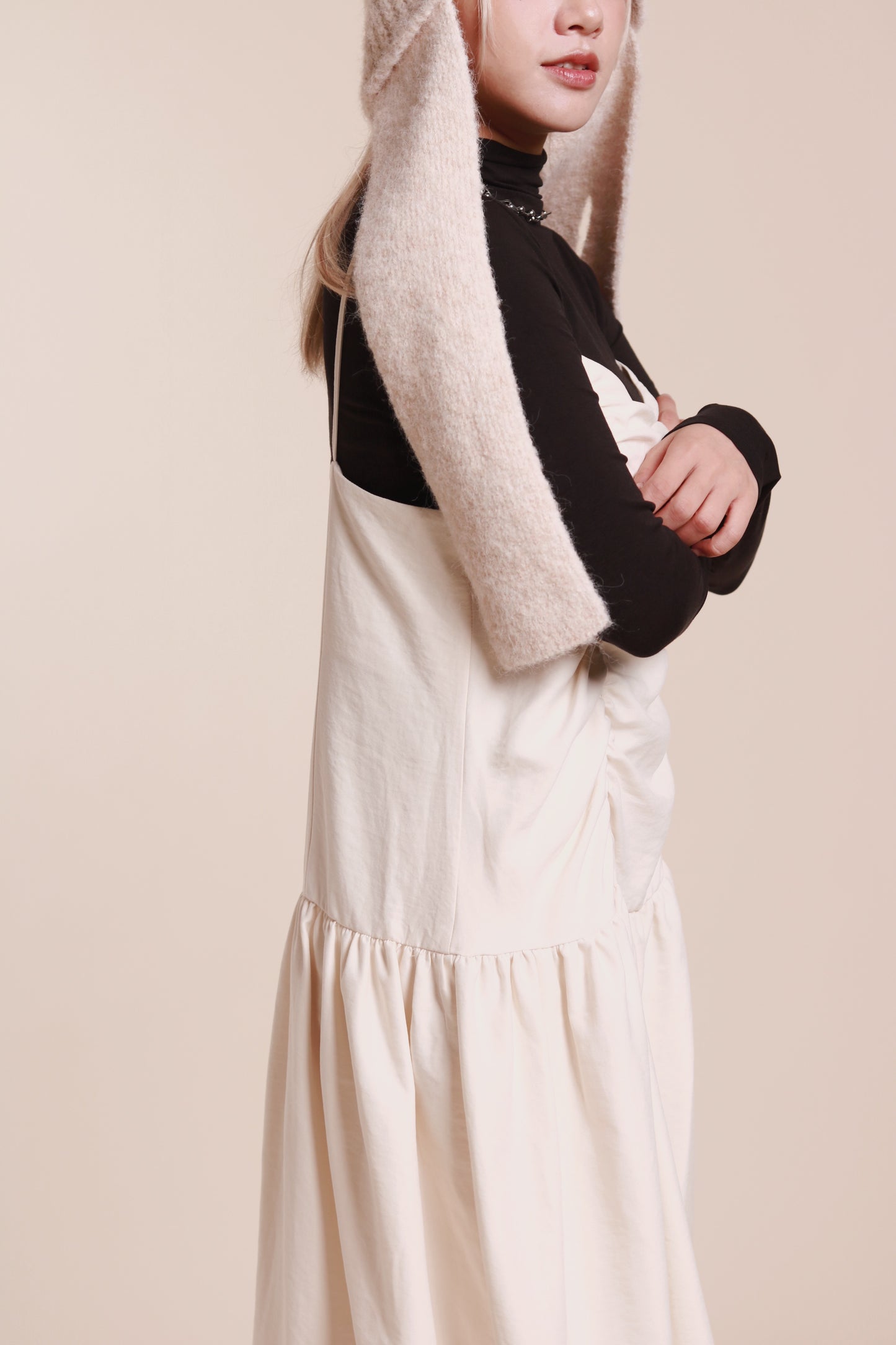 Doll Gathered Ruffle Dress (Ivory)