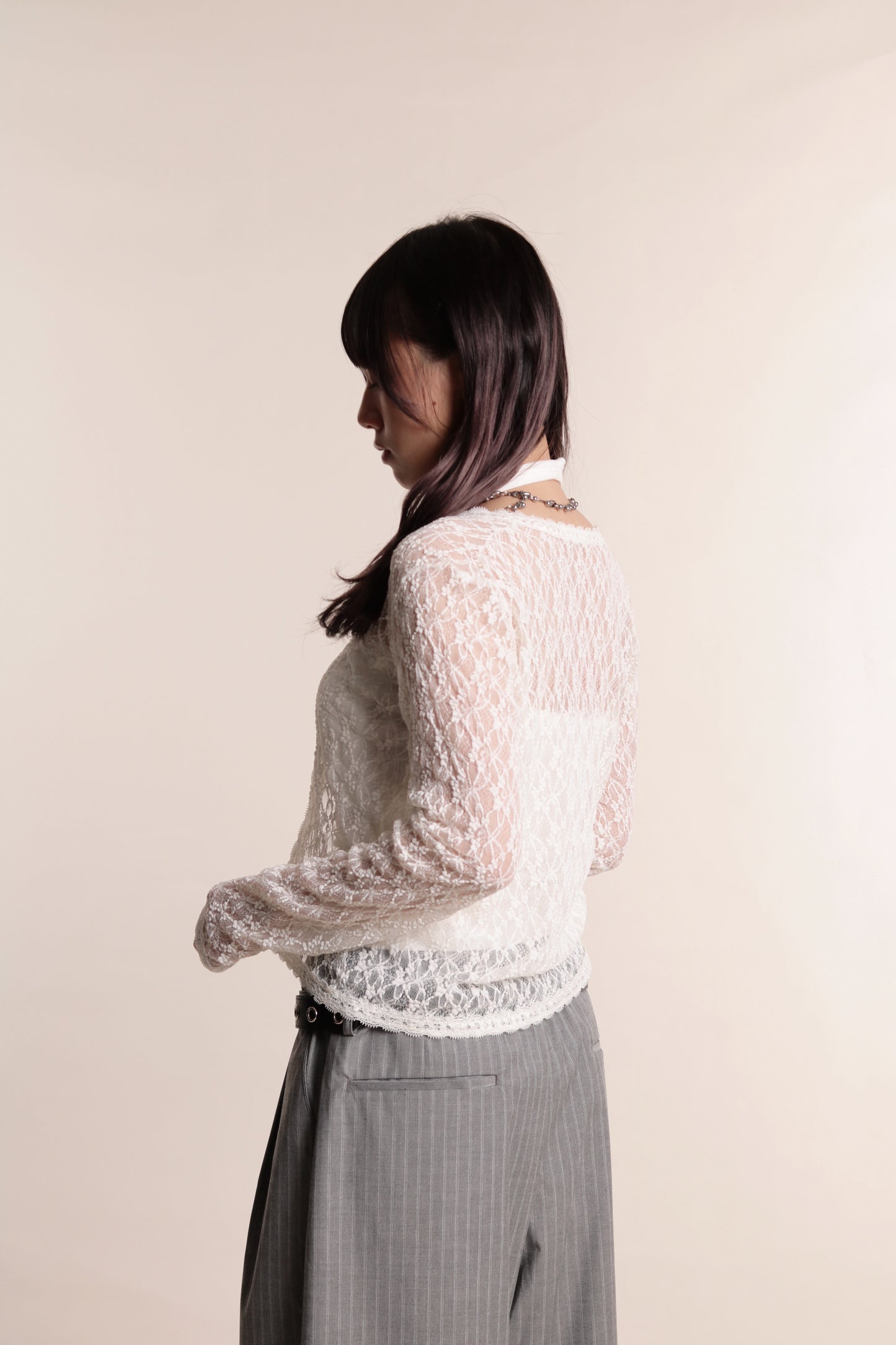 Floral Lace Cardigan (White)
