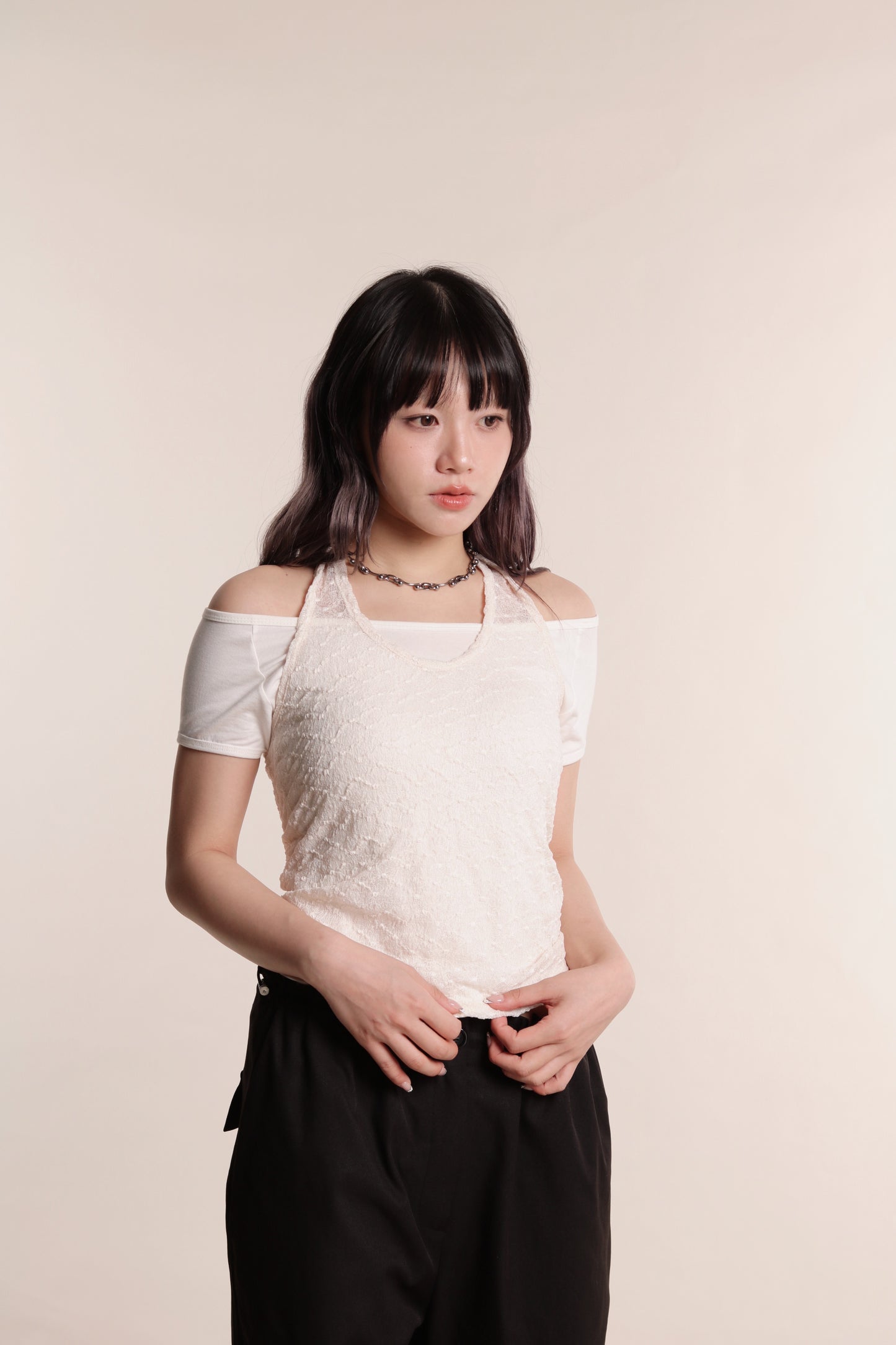 Layered Halter Top Set (Ivory)