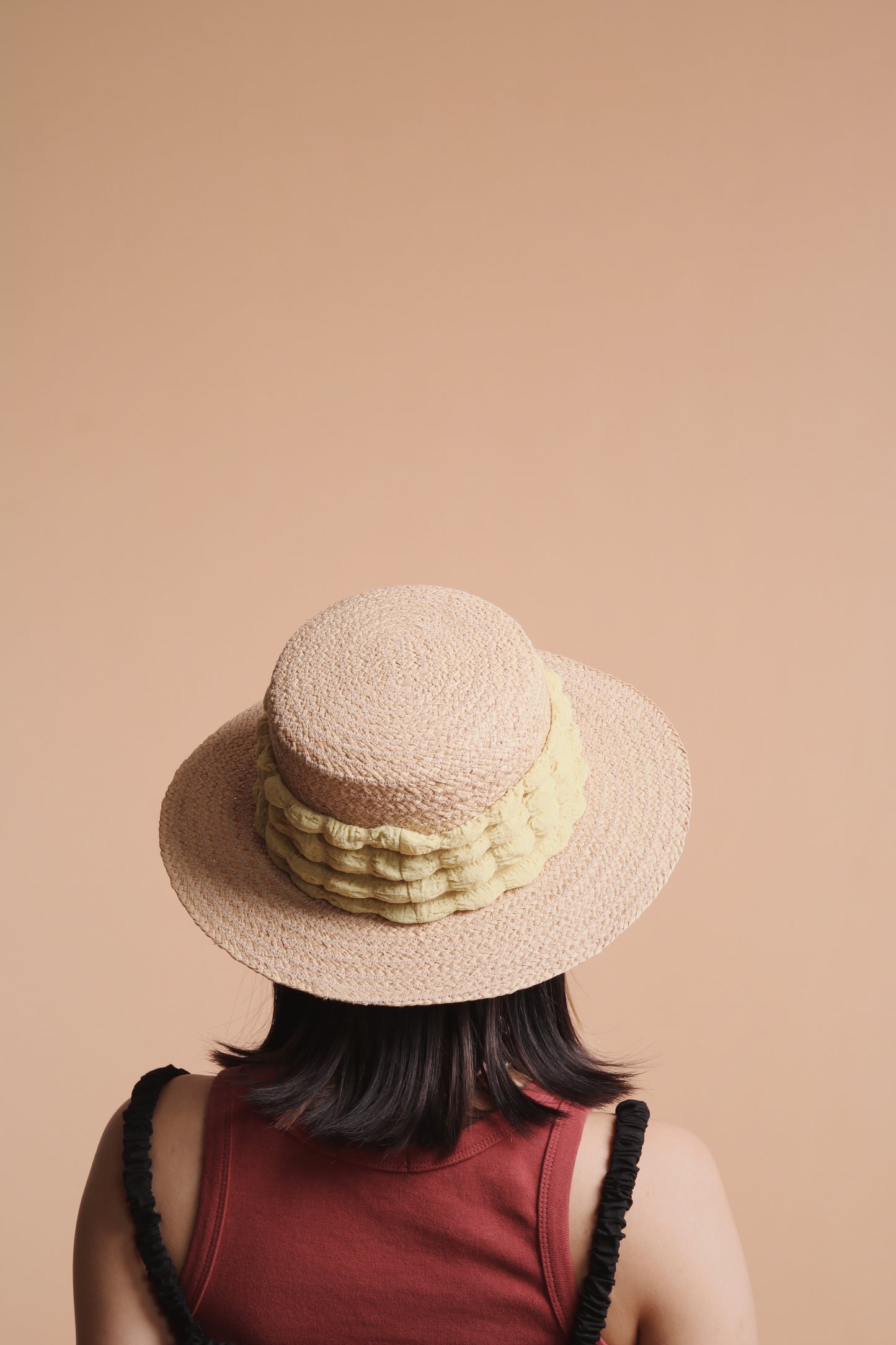 Bubble Straw Hat (Black/Ivory/Mustard)