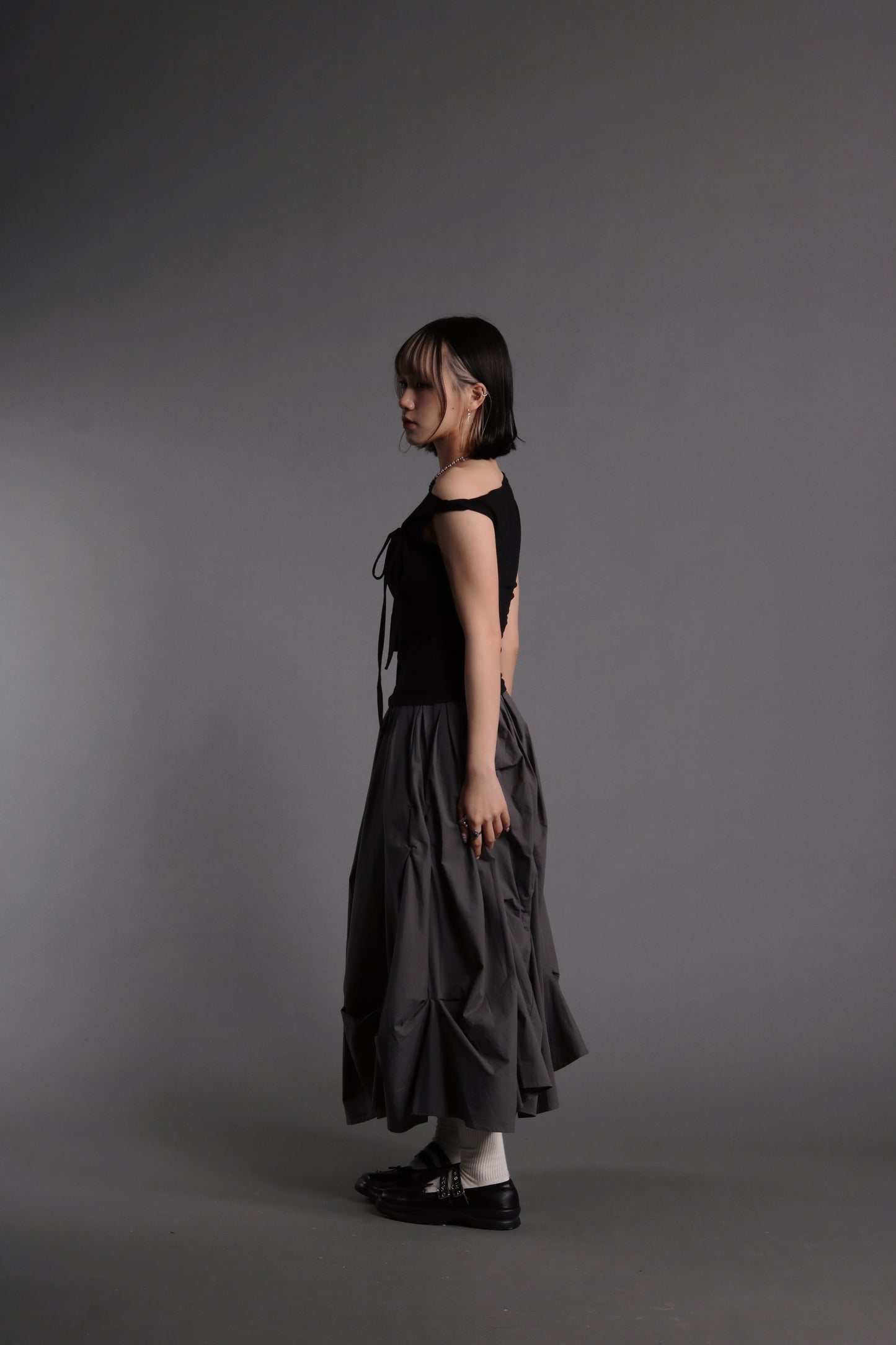 Doll Gathered Skirt (Charcoal)