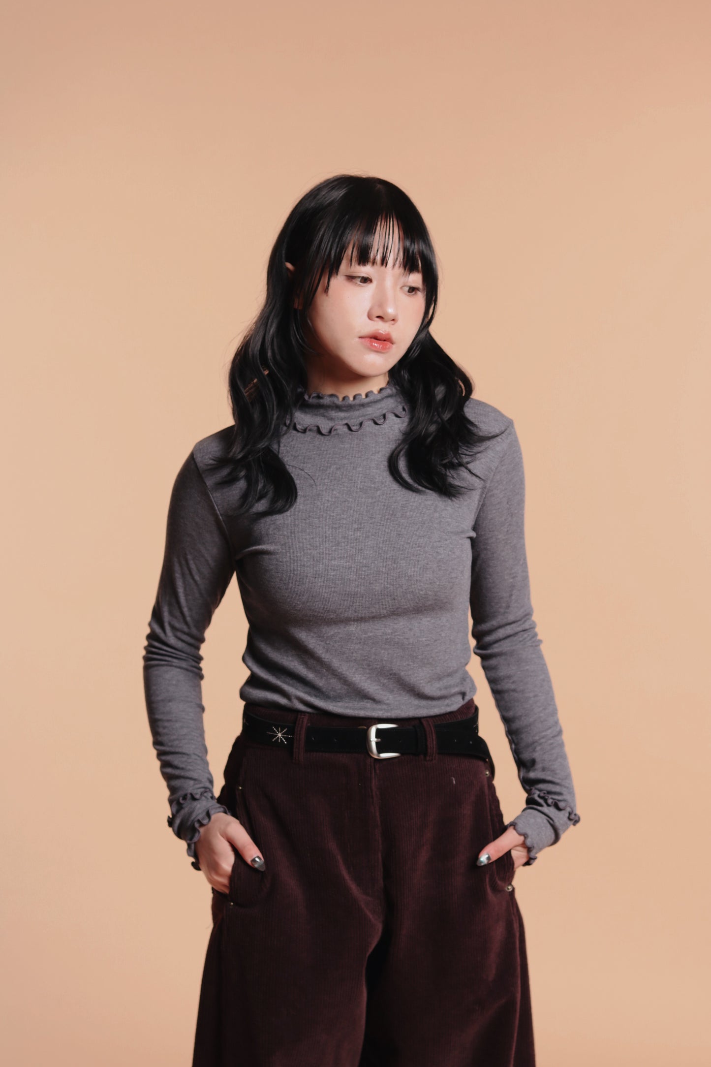 Double Ruffle Top (Grey)