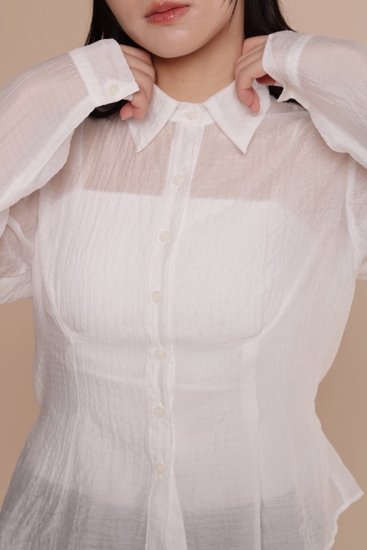 Checkered See Through Shirt (White)