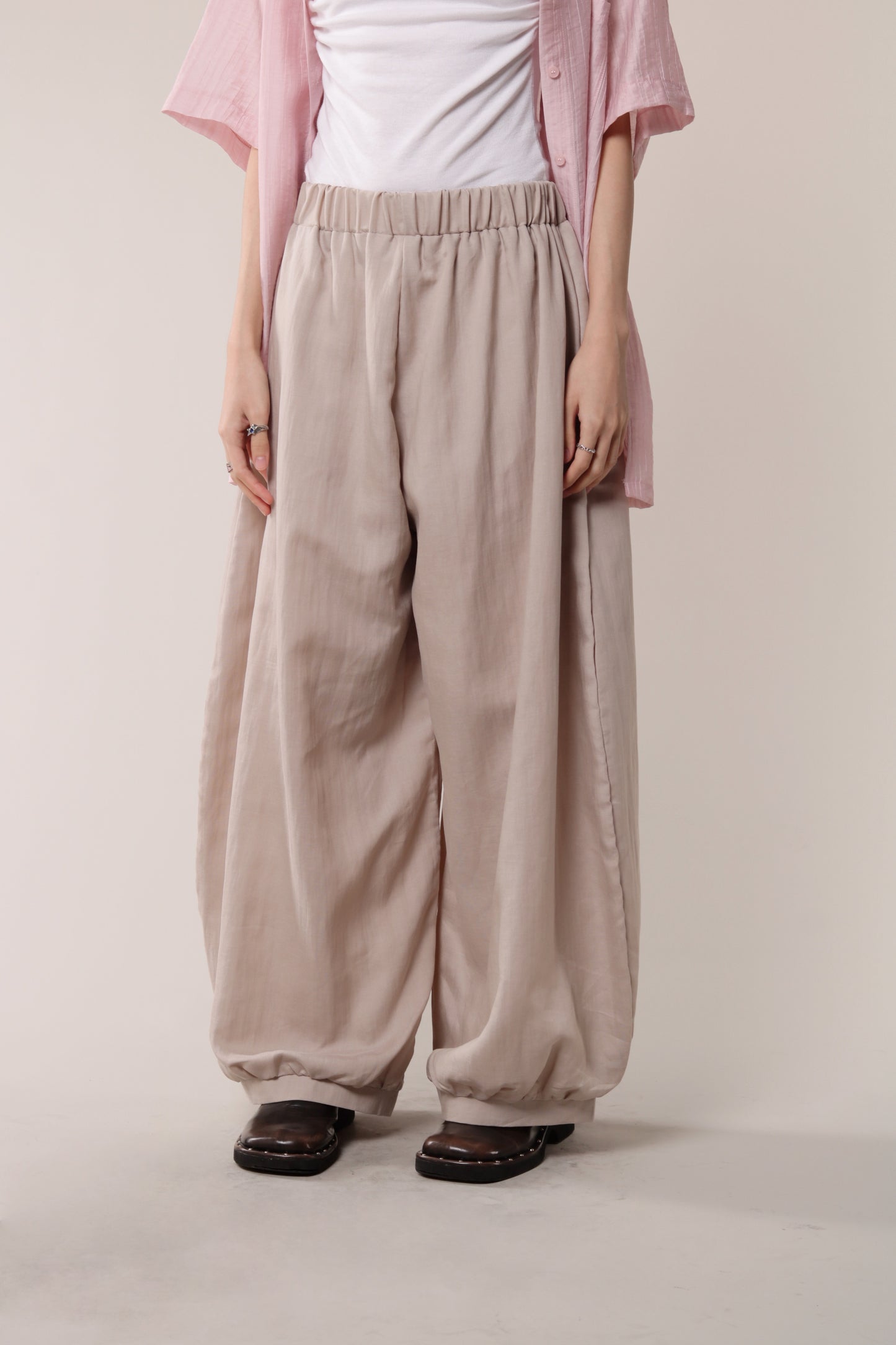 Linen Bubble Pants (Beige)
