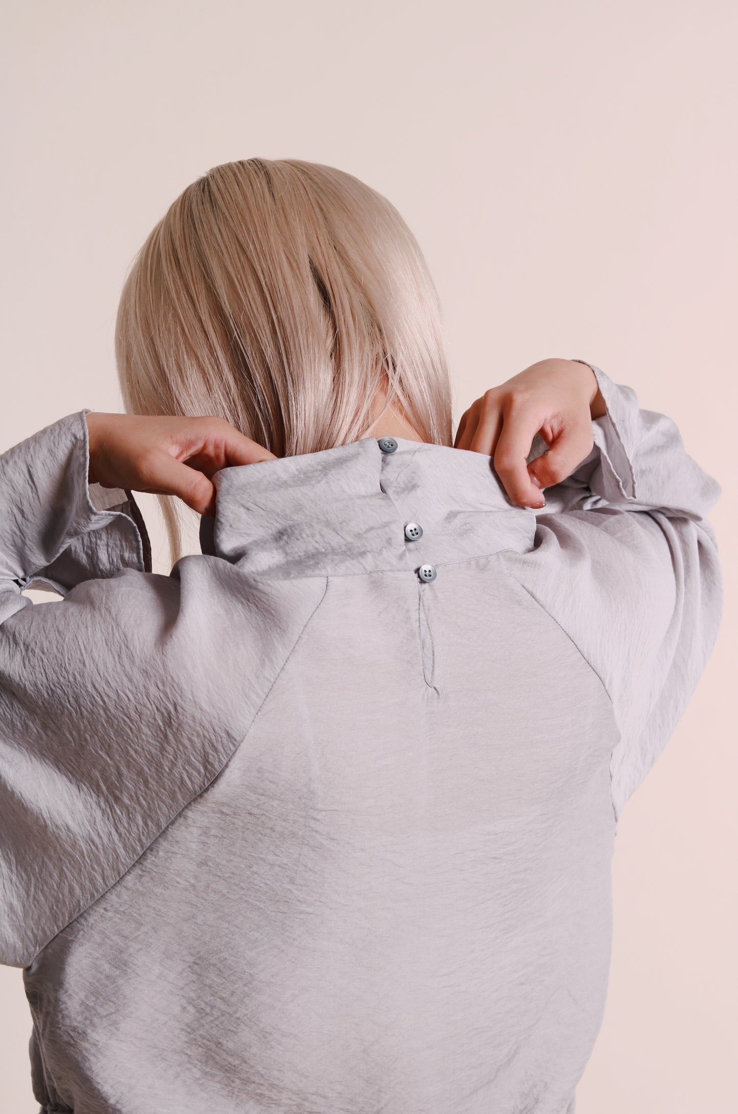 Doll Gathered Blouse (Grey Blue)