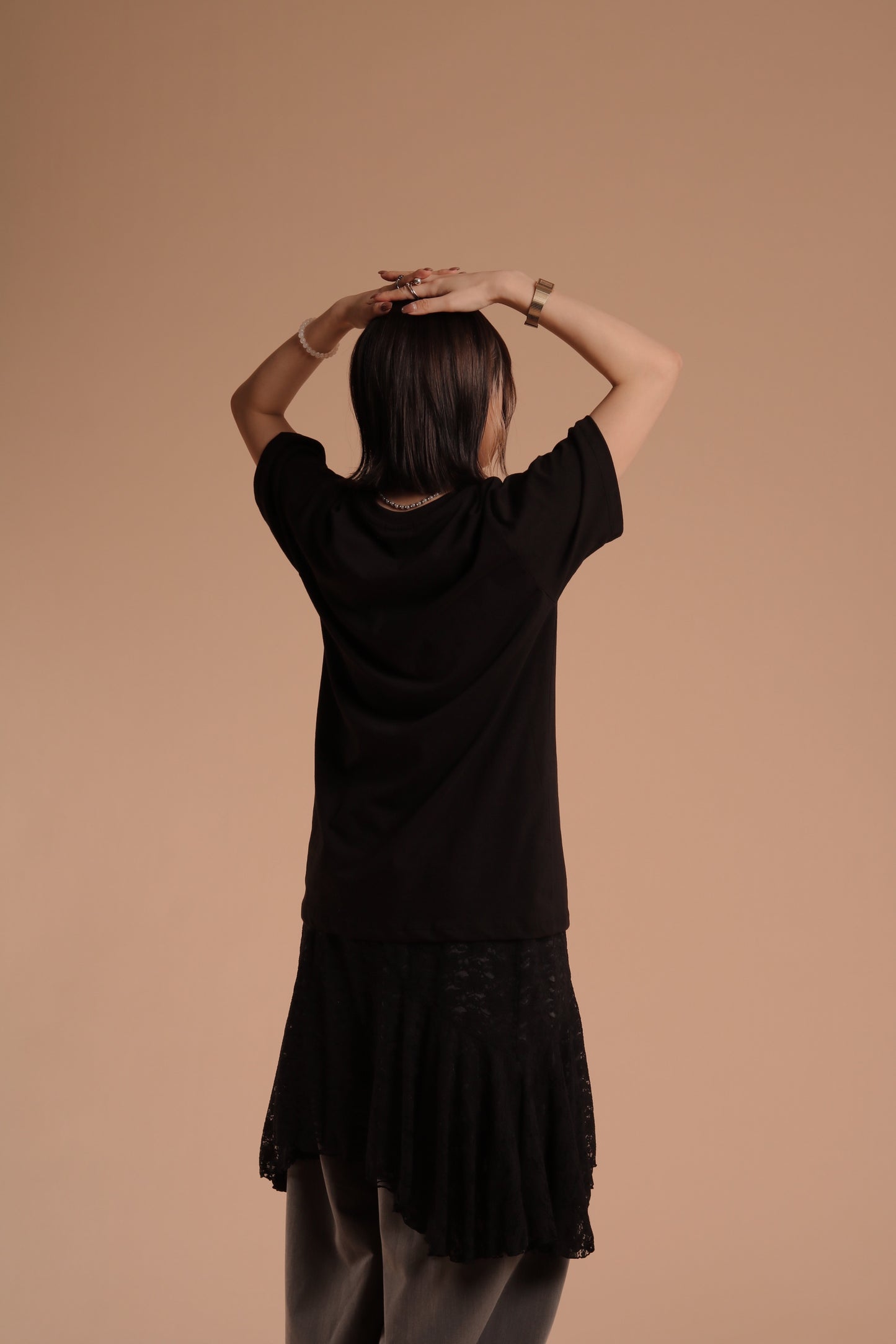 Lace Layered Mini Skirt (Black)