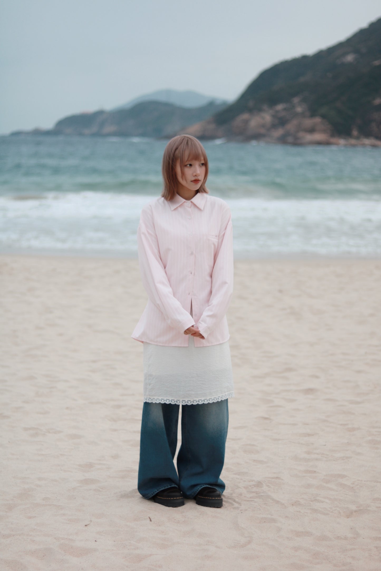 Relaxed Belt Shirt (Pink)