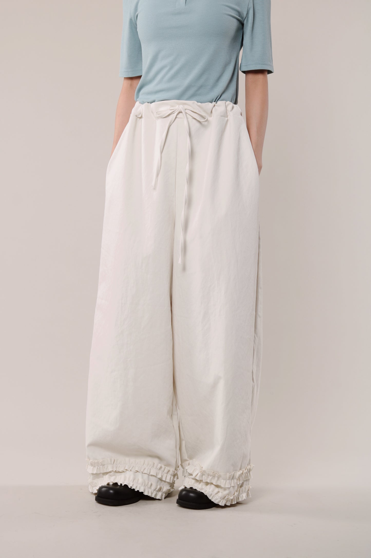 Double Ruffle Pants (Ivory)