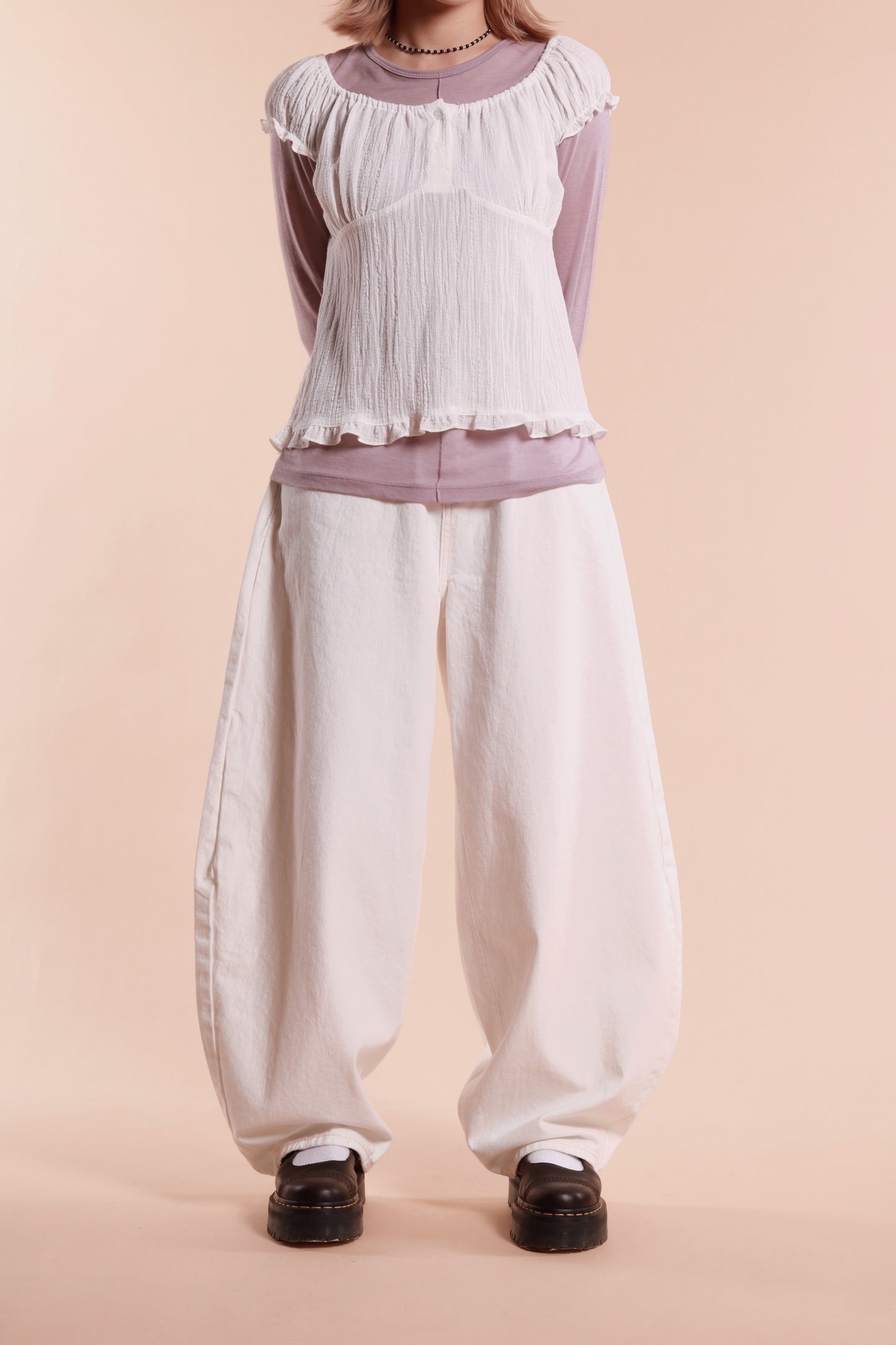 Ribbon Jeans (White)