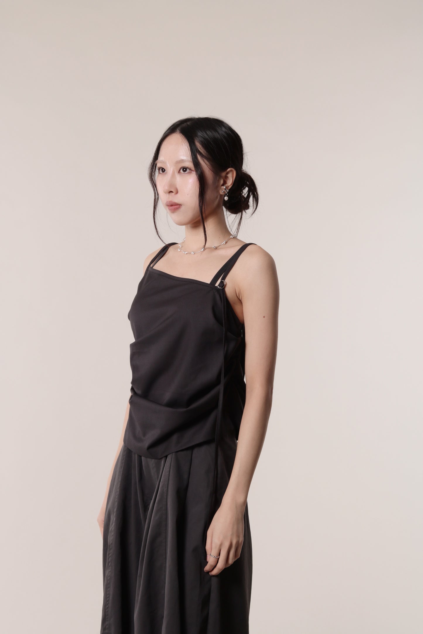 Boyce Gathered Sleeveless Top (Charcoal)