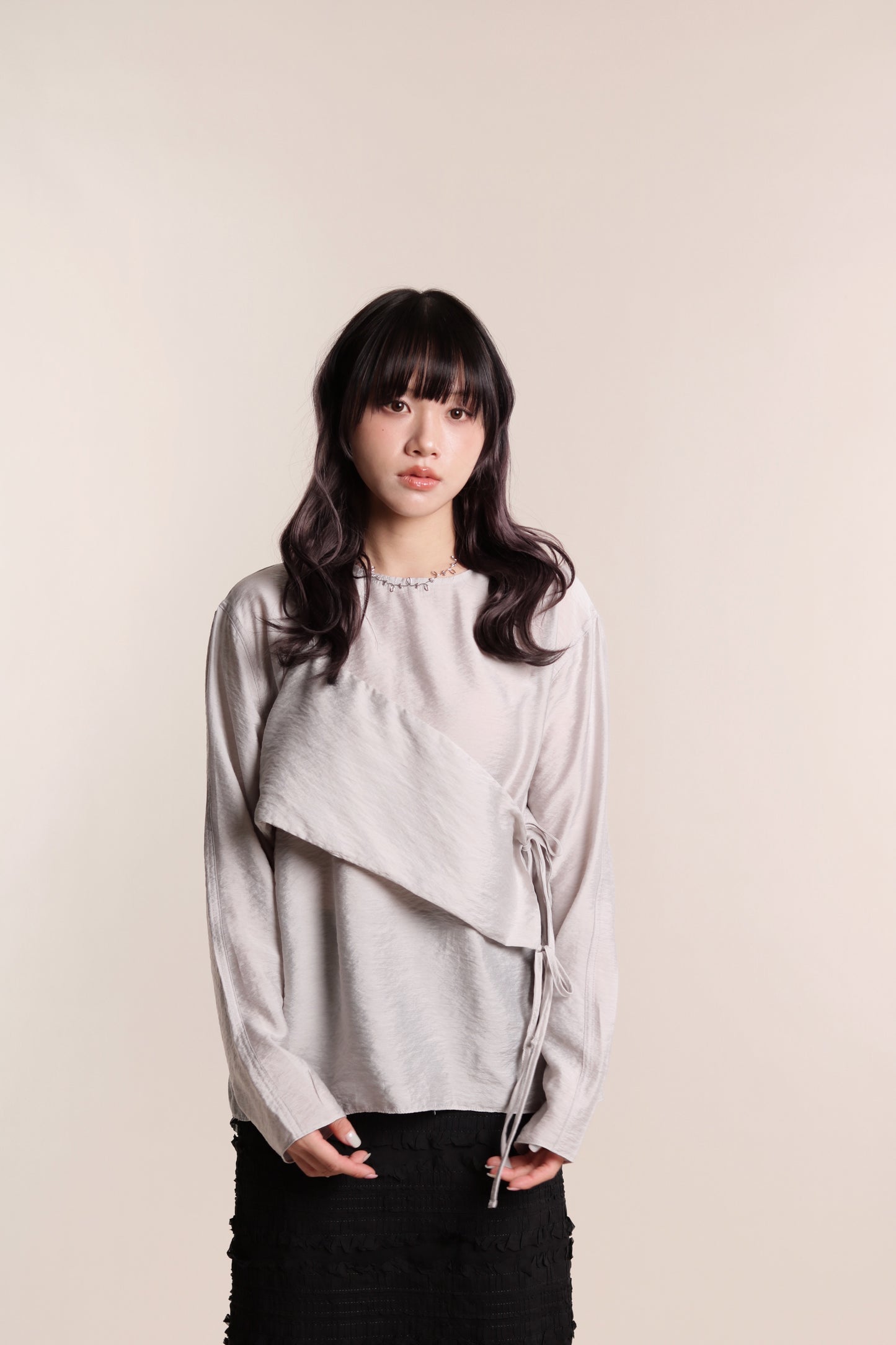 Cami Wrap Blouse (Light Grey)
