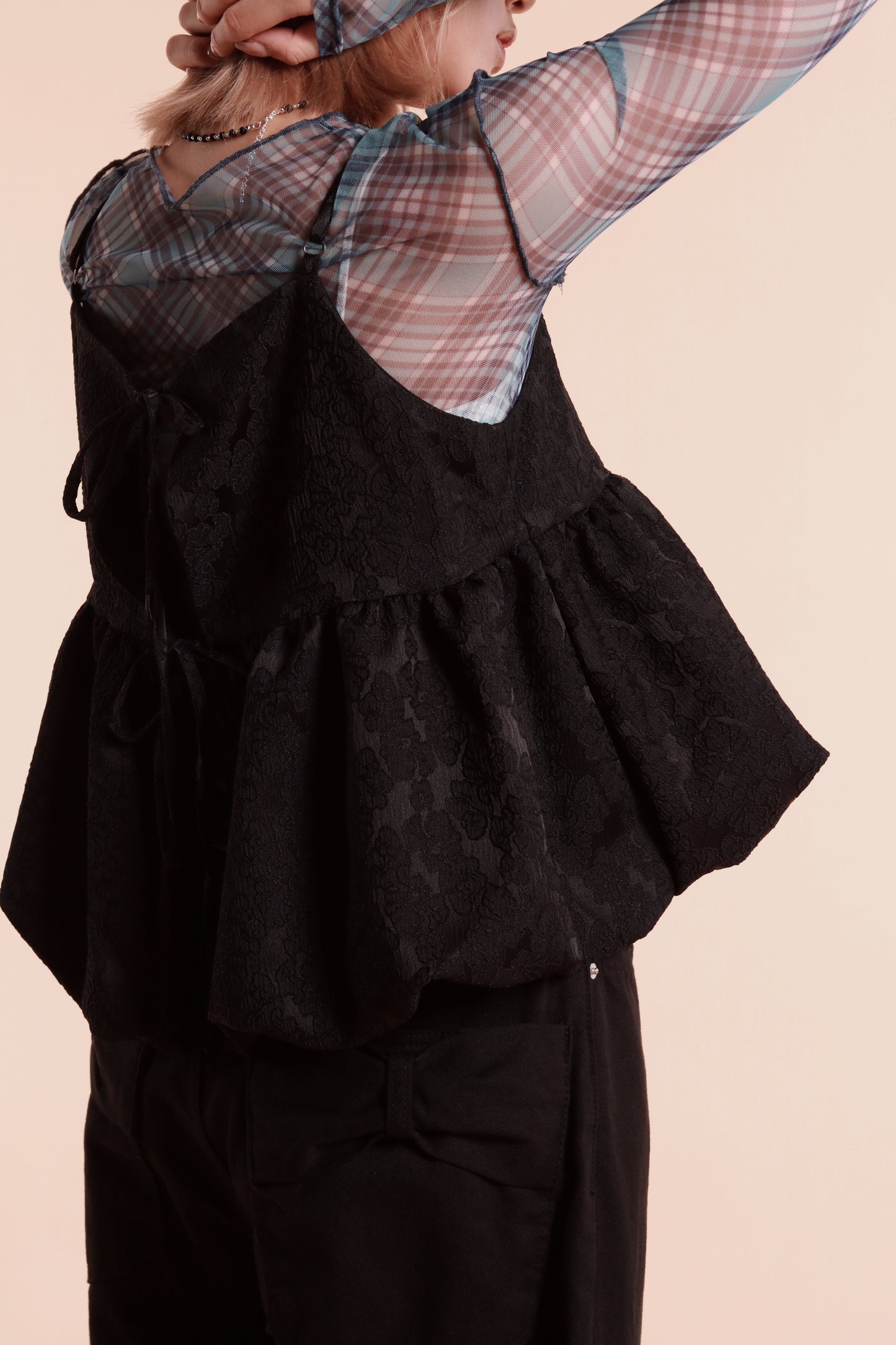 Checkered See Through Top (Blue)