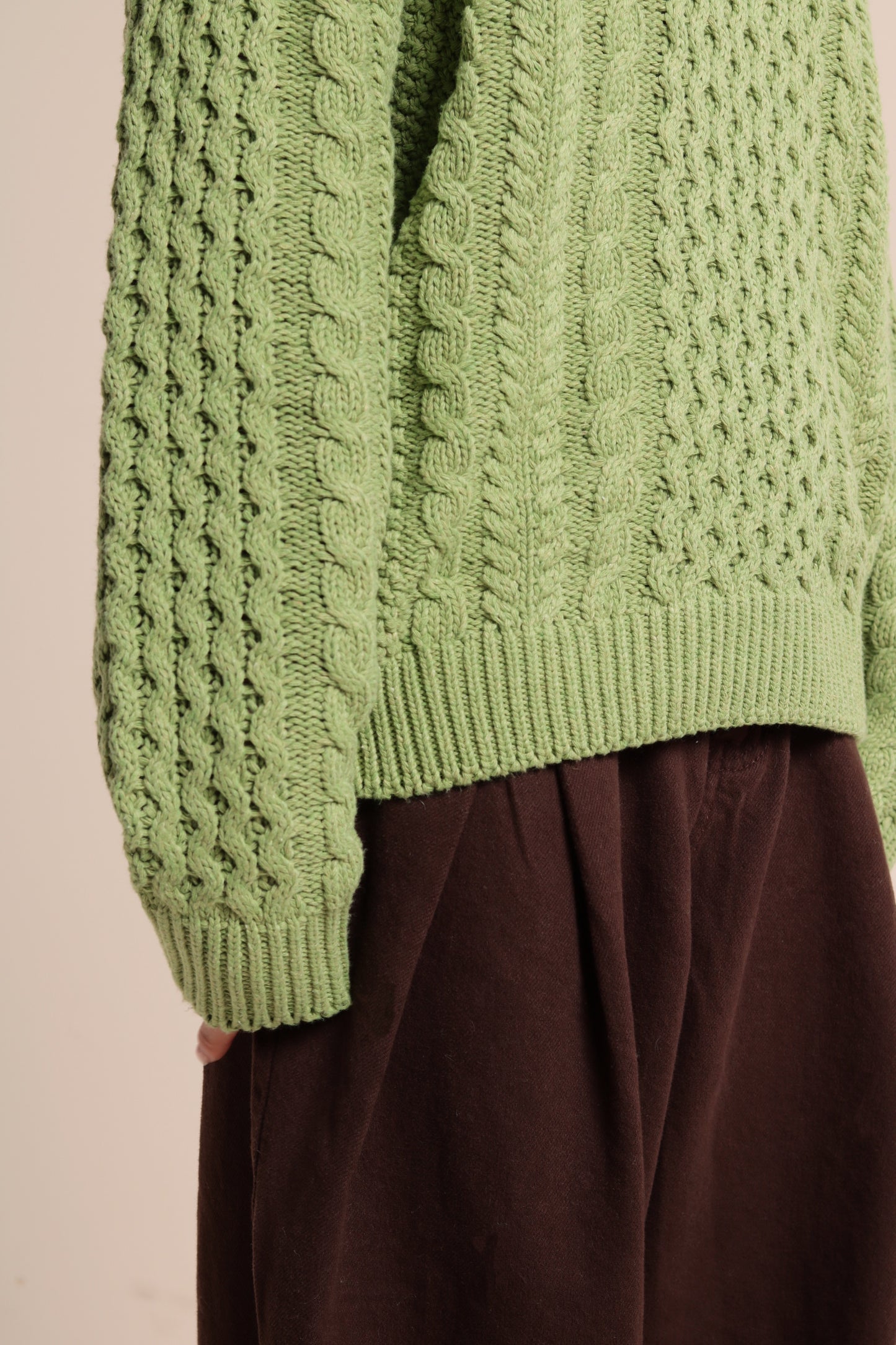 Oversized Cable Knit Sweater (Green)