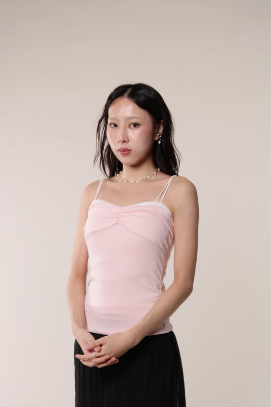Lace Ribbon Cami (Pink)