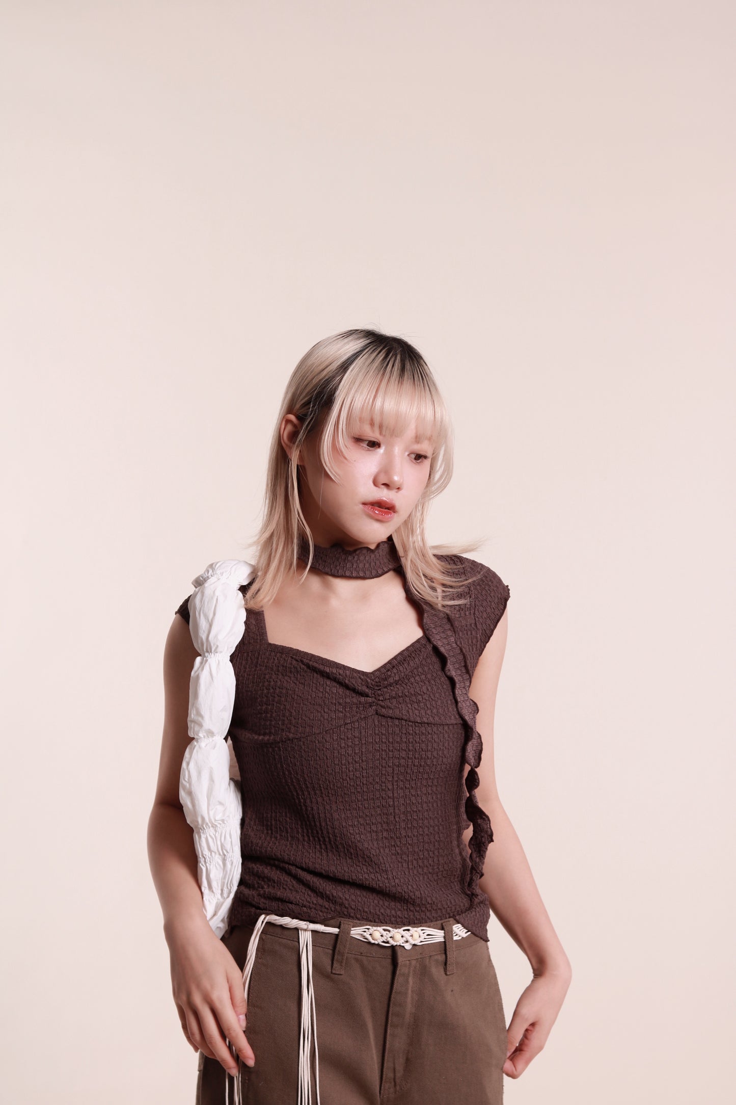 Gathered Tee Set (Brown)