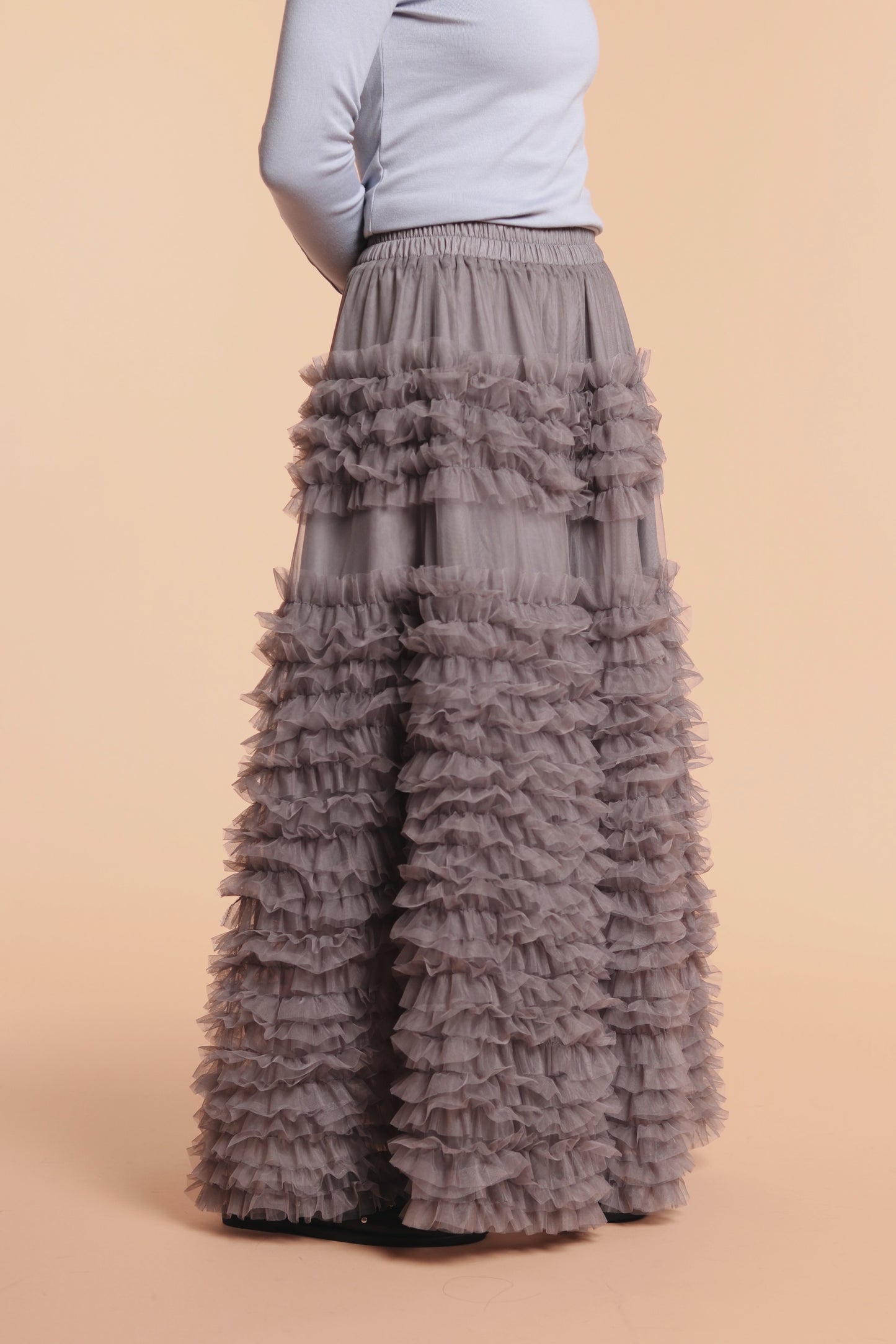 Doll Ruffle Lace Skirt (Grey)