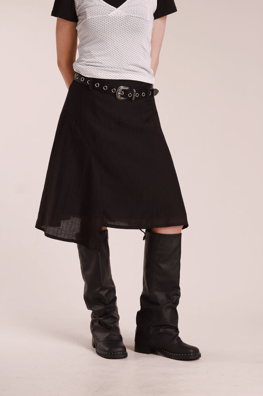 Asymmetric Mini Skirt (Black)