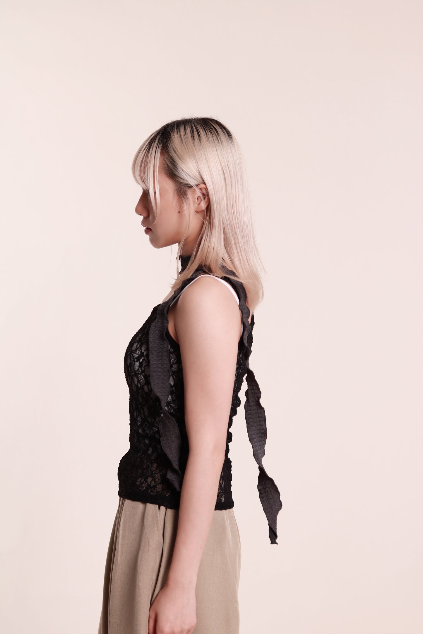 Mesh Sleeveless Top (Black)