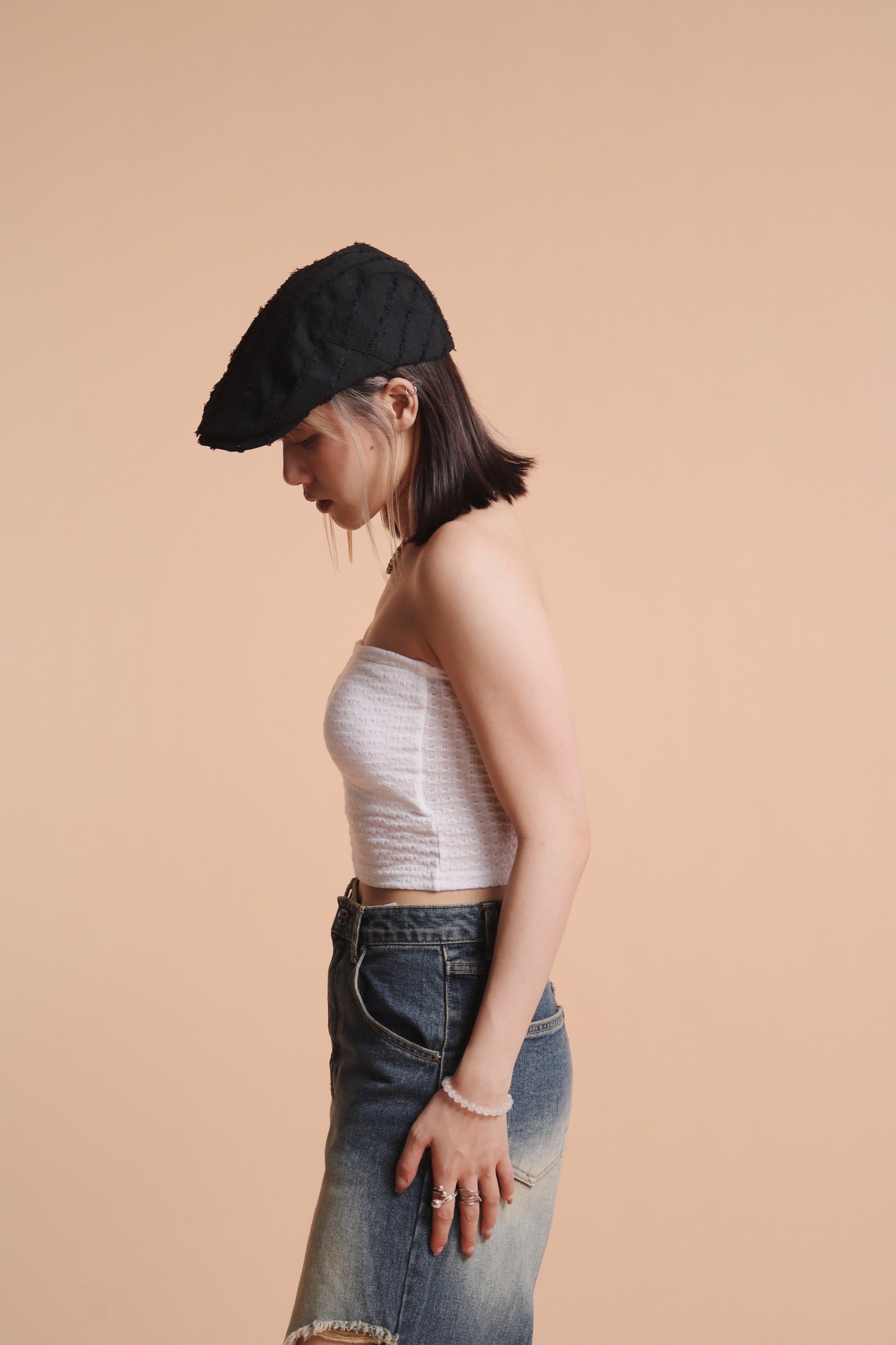 Frayed News Cap (Black)