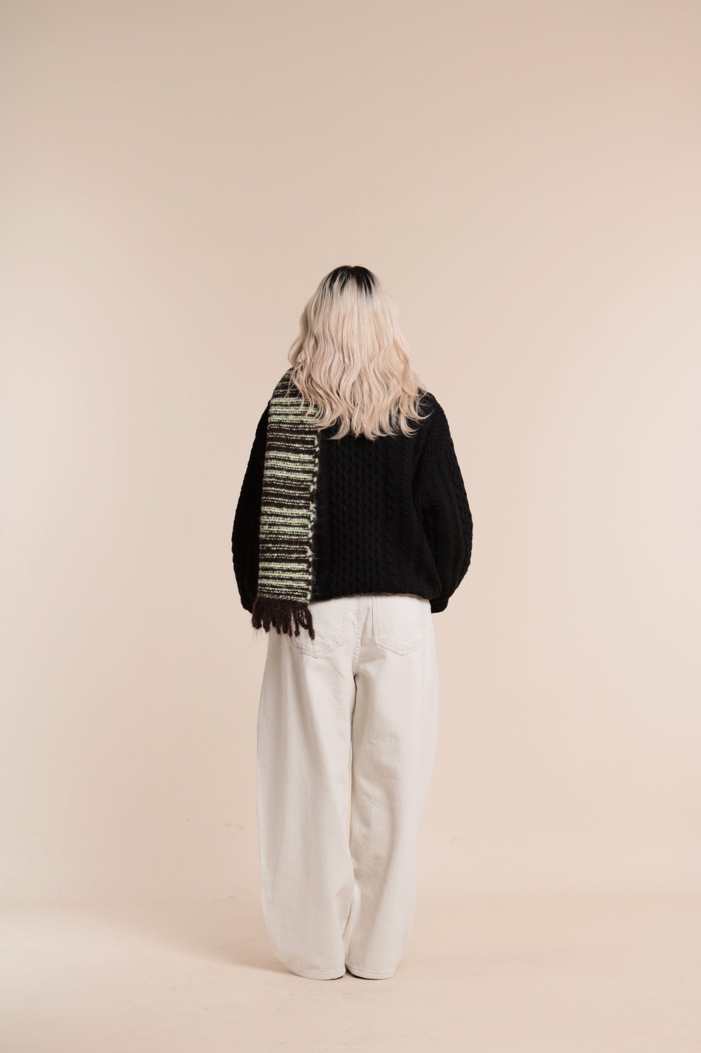 Oversized Cable Knit Sweater (Black)