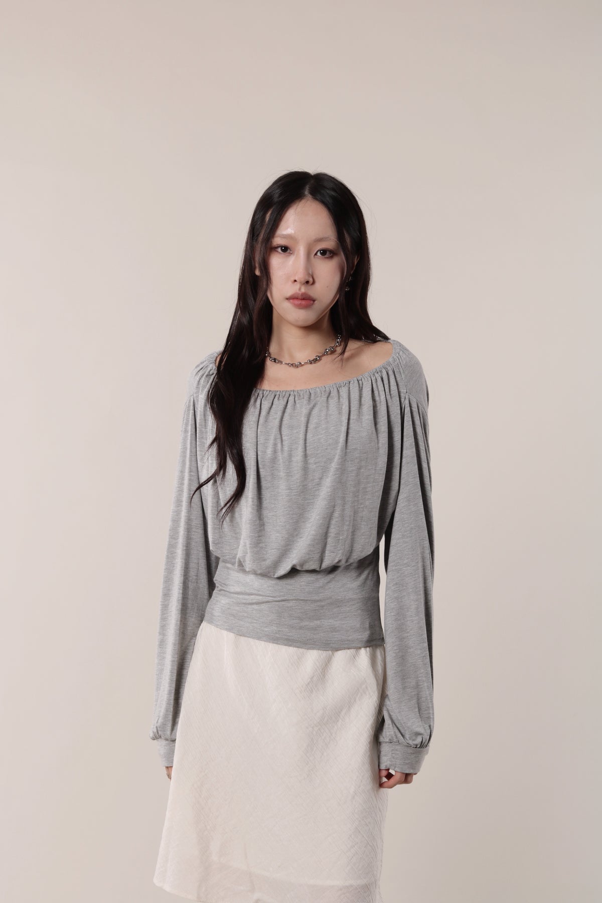 Luna Gathered Top (Grey)