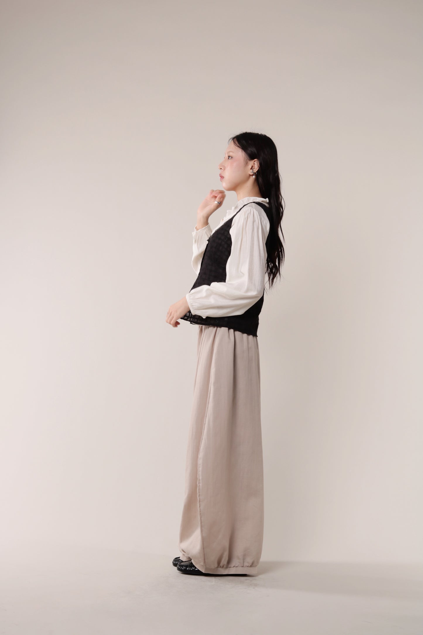 Linen Bubble Pants (Beige)