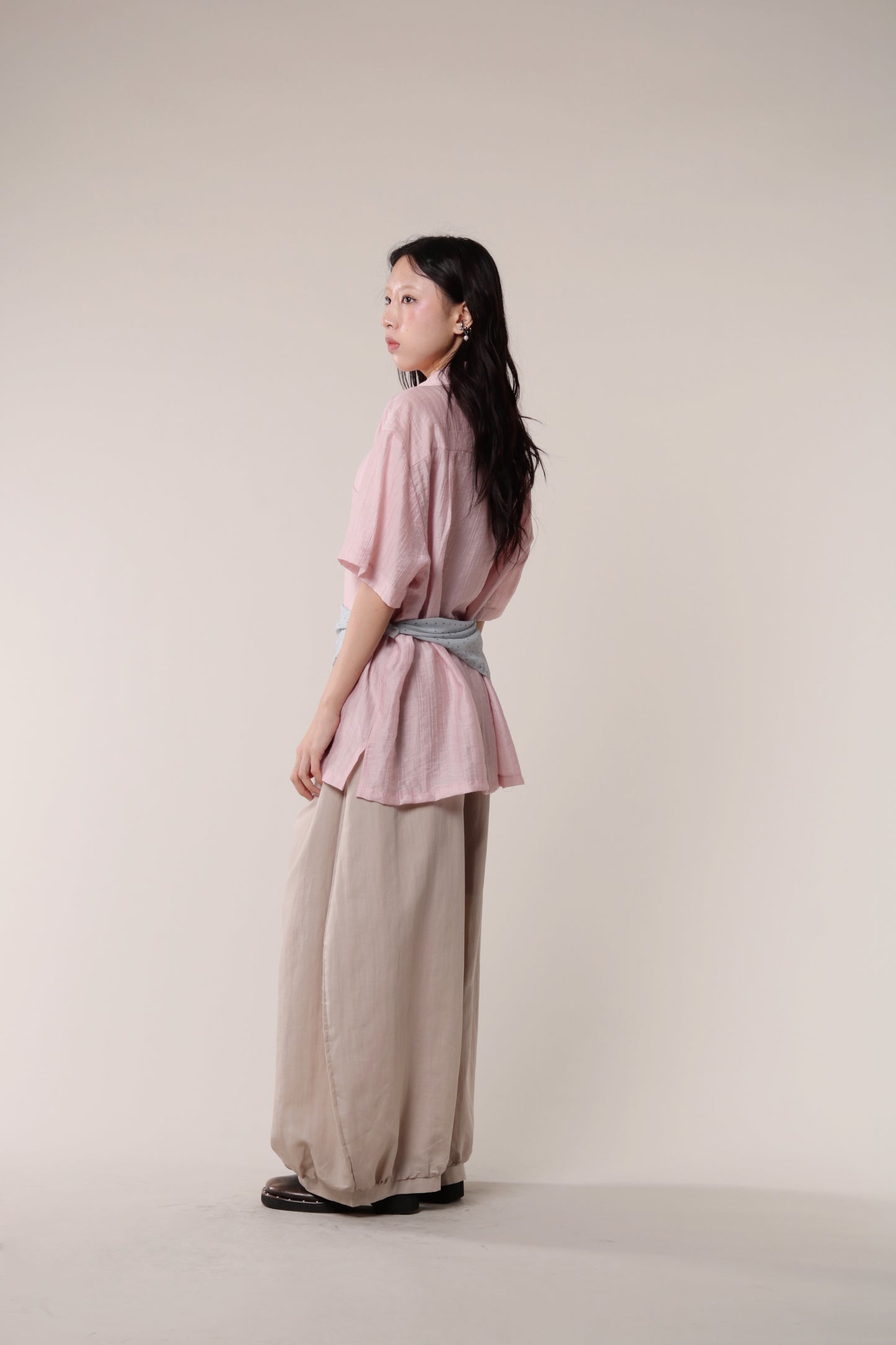 Linen Bubble Pants (Beige)